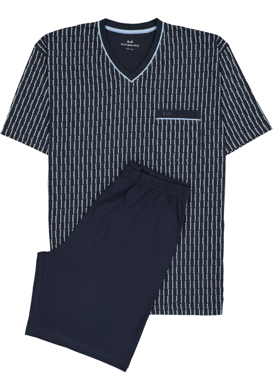 Gotzburg heren shortama, blauw met lichtblauw en wit dessin Gotzburg heren shortama, blauw met lichtblauw en wit dessin