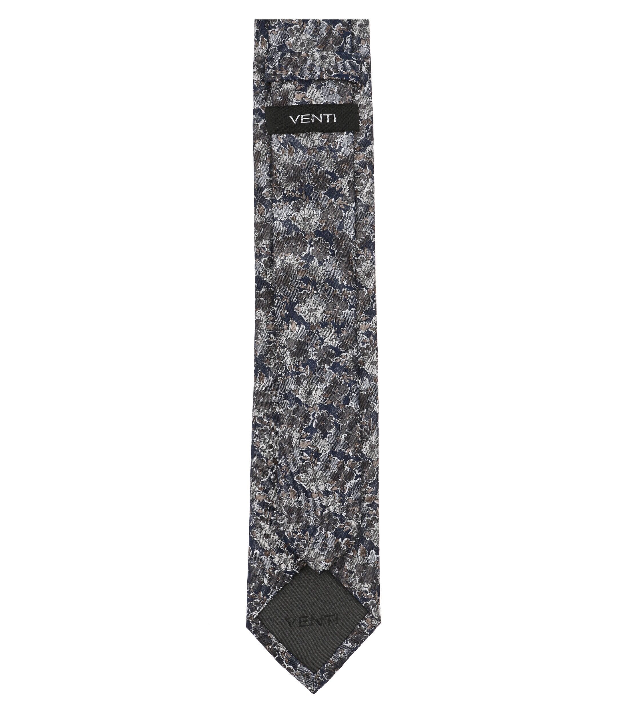 VENTI stropdas, grijs, donkerblauw, bruin dessin