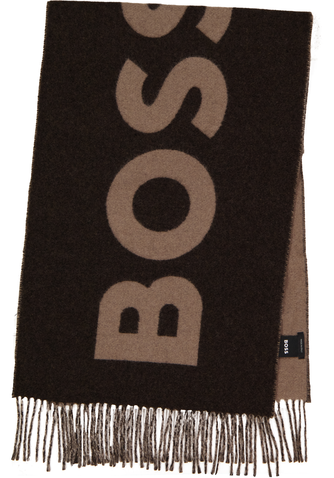 BOSS Rikard sjaal wol, heren sjaal gewoven, bruin BOSS Rikard sjaal wol, heren sjaal gewoven, bruin