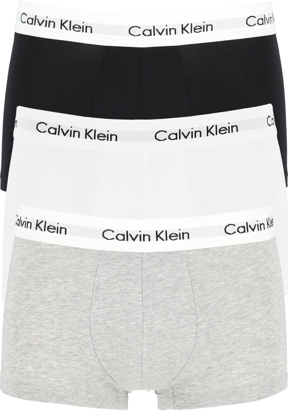 Calvin Klein low rise trunks (3-pack), lage heren boxers kort, zwart, grijs en wit Calvin Klein low rise trunks (3-pack), lage heren boxers kort, zwart, grijs en wit