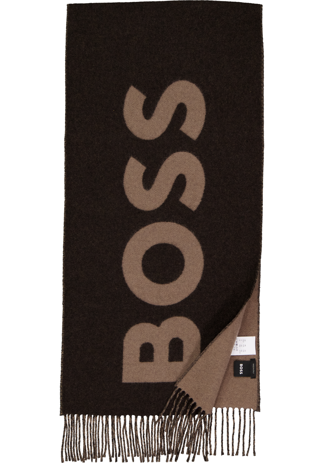 BOSS Rikard sjaal wol, heren sjaal gewoven, bruin BOSS Rikard sjaal wol, heren sjaal gewoven, bruin