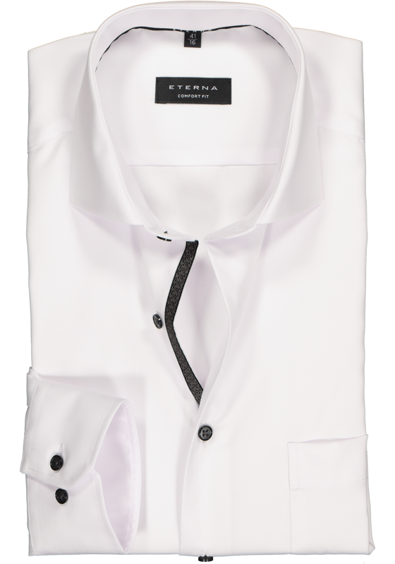 ETERNA comfort fit overhemd, niet doorschijnend twill heren overhemd, wit (zwart contrast) ETERNA comfort fit overhemd, niet doorschijnend twill heren overhemd, wit (zwart contrast)