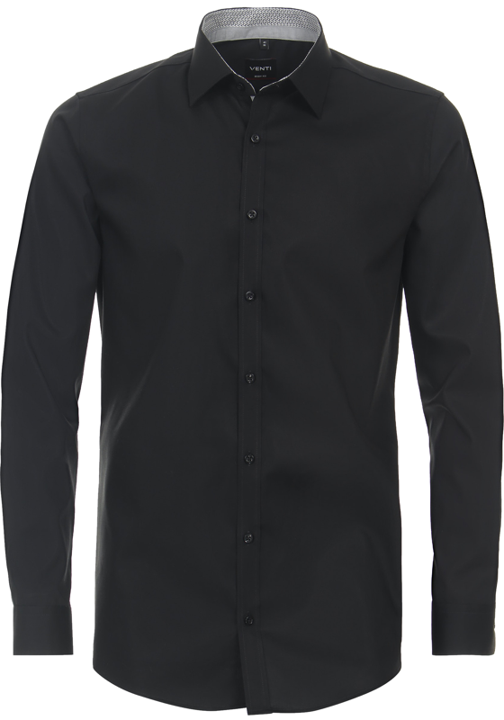 VENTI body fit overhemd, mouwlengte 72 cm, popeline, zwart VENTI body fit overhemd, mouwlengte 72 cm, popeline, zwart