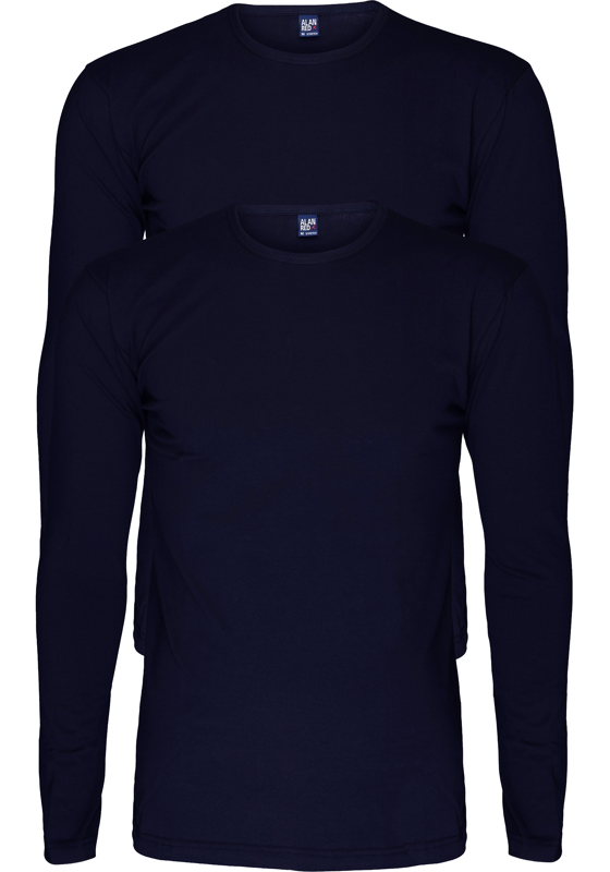 ALAN RED T-shirts Olbia (2-pack), O-hals lange mouw stretch, donkerblauw ALAN RED T-shirts Olbia (2-pack), O-hals lange mouw stretch, donkerblauw