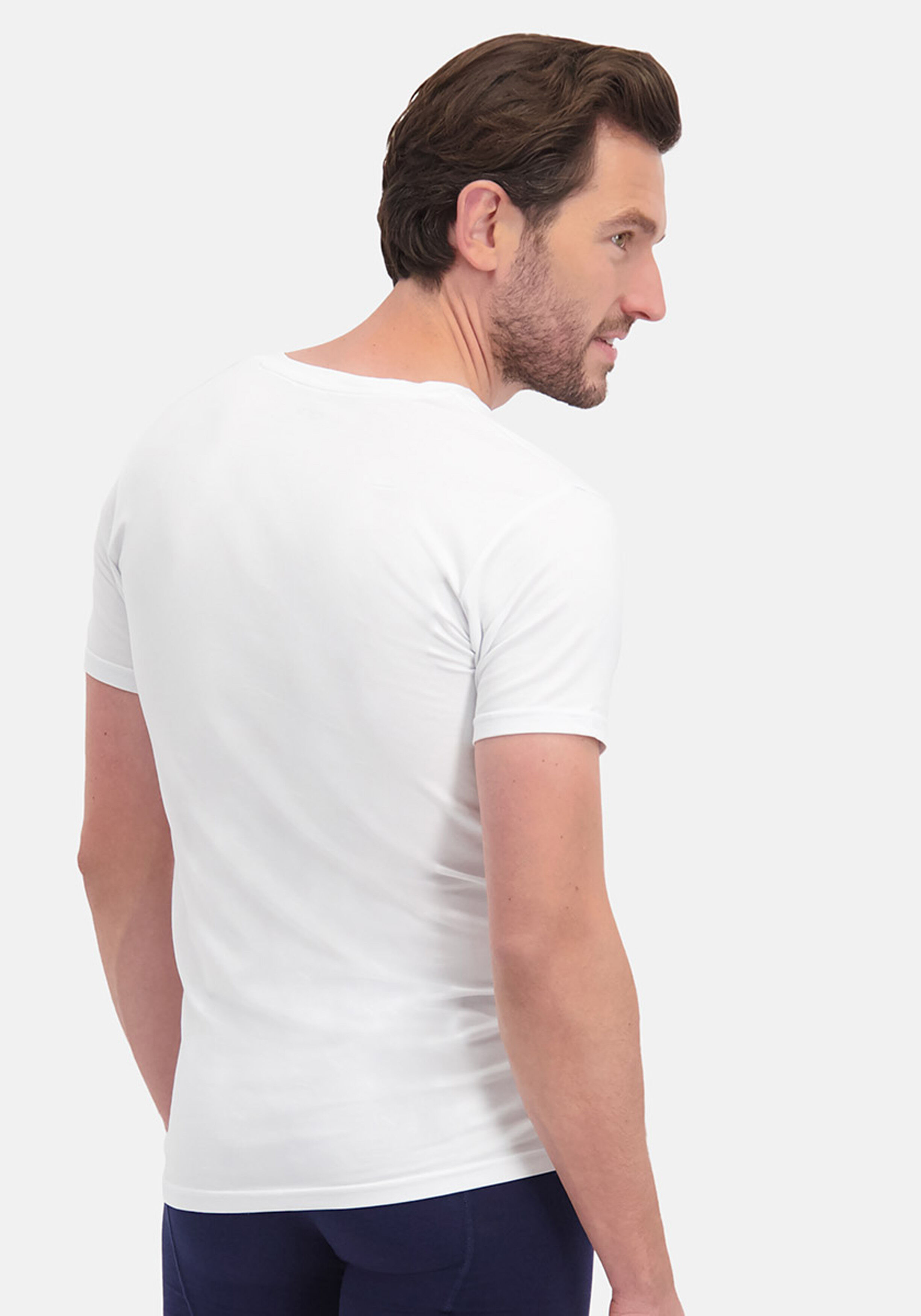 Bamboo Basics Vinn slimfit V-neck T-shirt (2-pack), heren slim fit T-shirt V-hals, wit