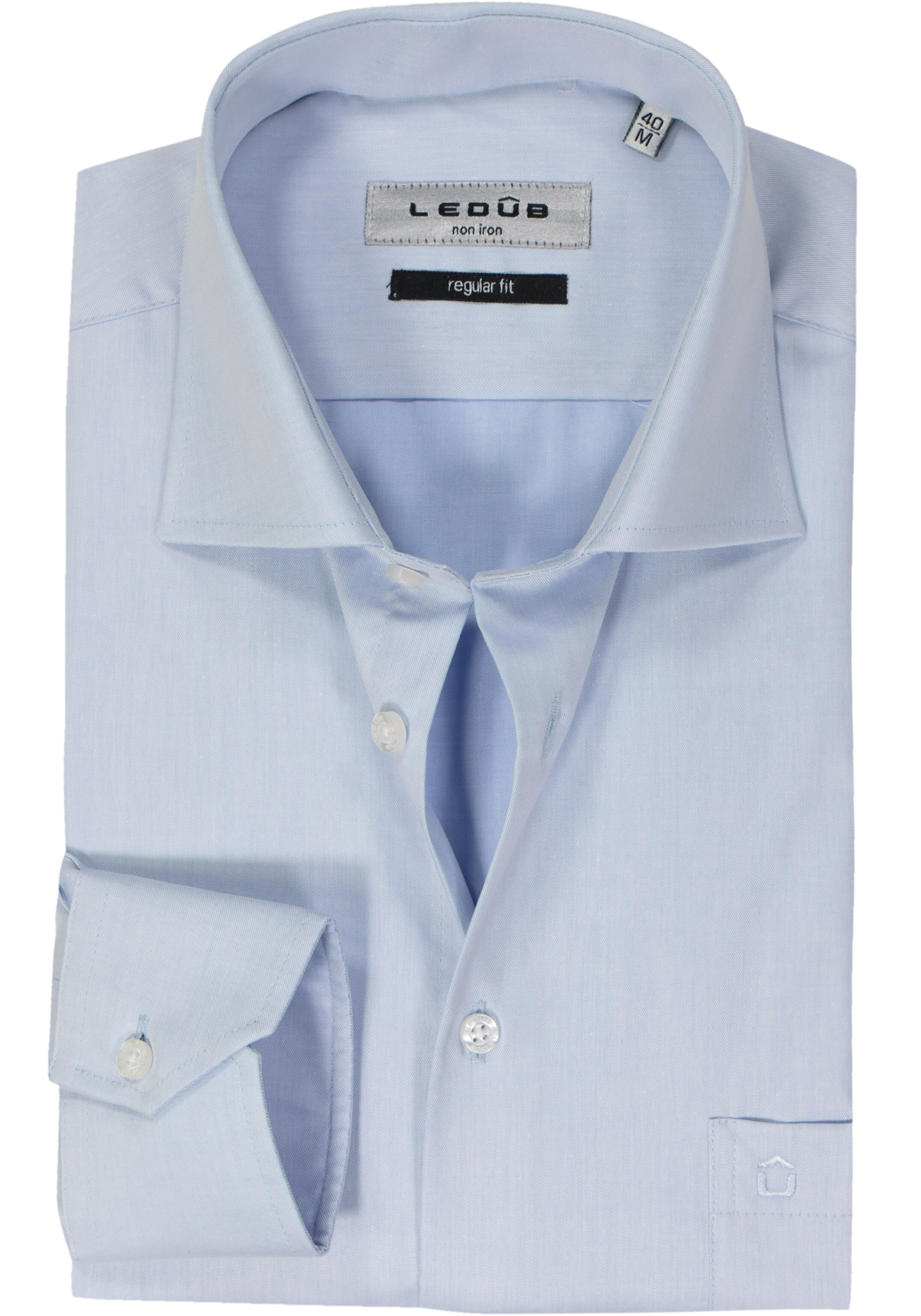 Ledub regular fit overhemd, lichtblauw twill 
