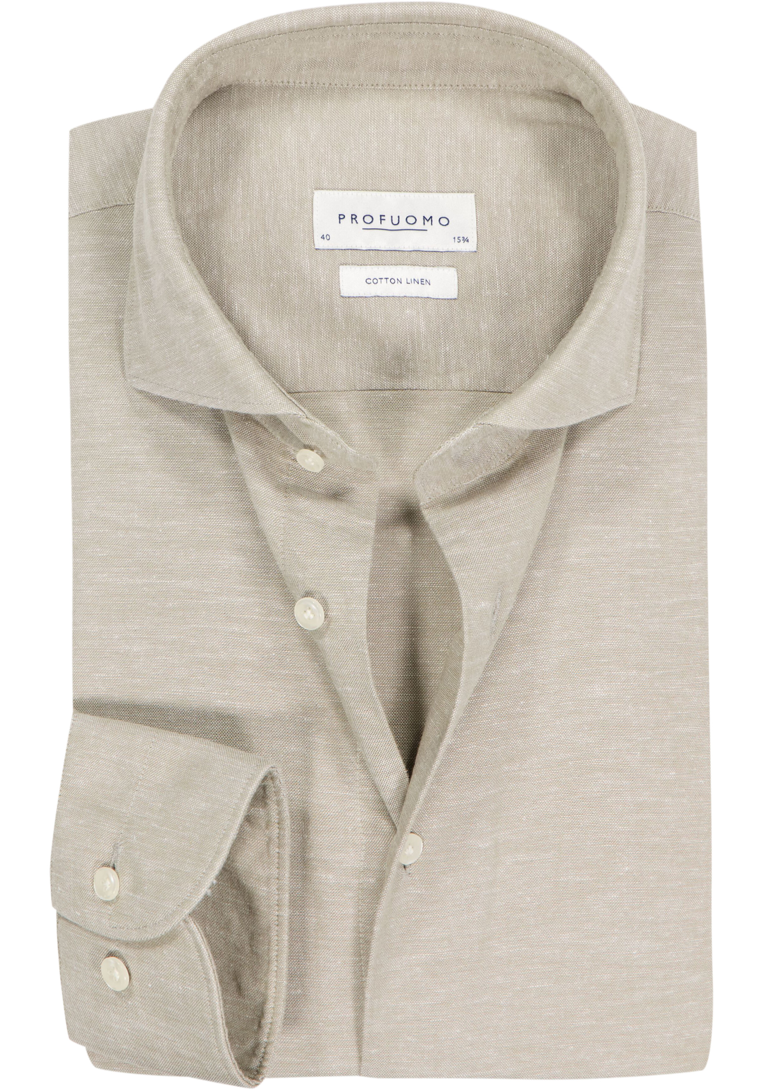 Profuomo slim fit heren overhemd, structuur, groen