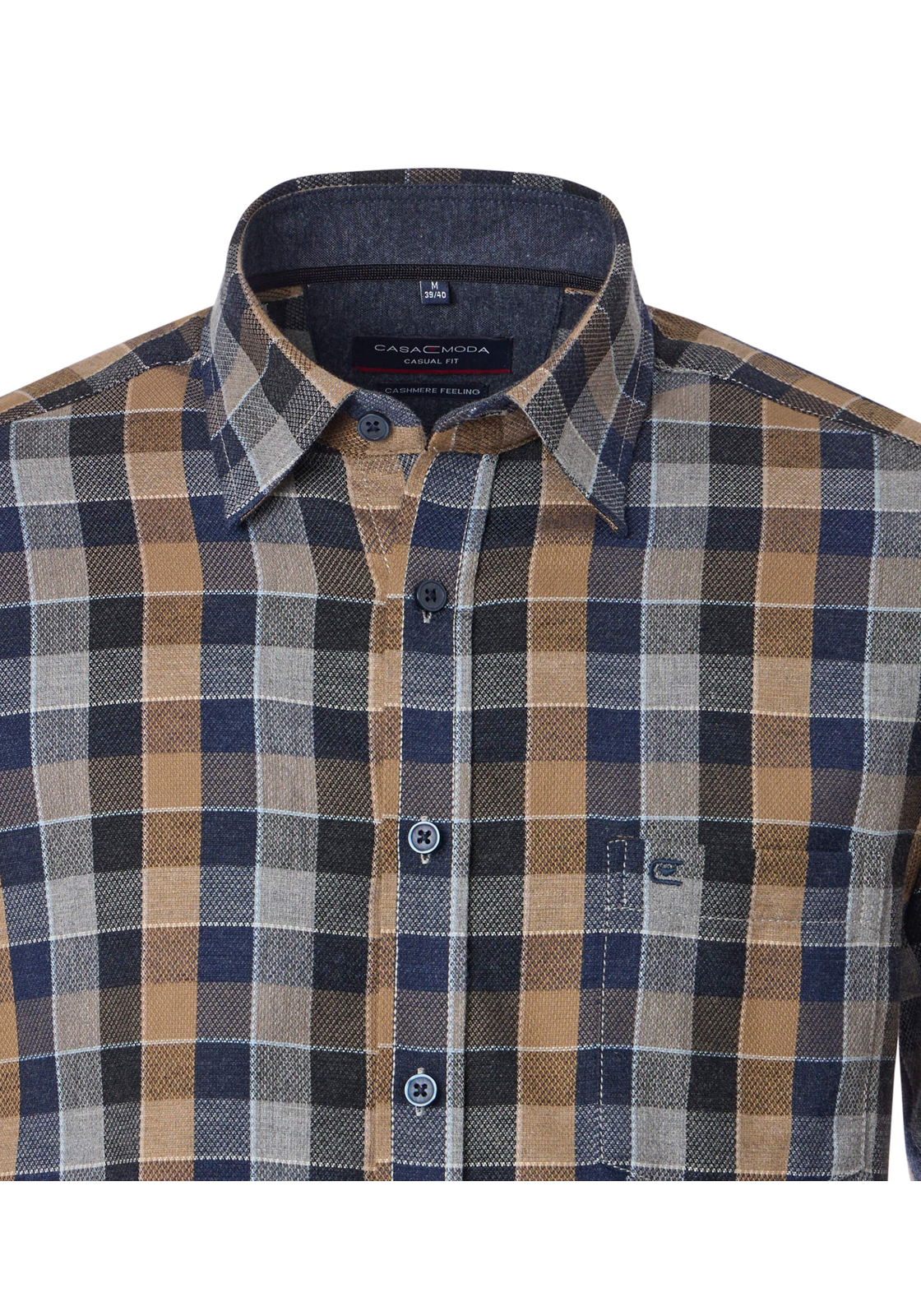 CASA MODA Sport casual fit overhemd, flanel, grijs geruit - 444308200-750 CASA MODA Sport casual fit overhemd, flanel, grijs geruit - 444308200-750