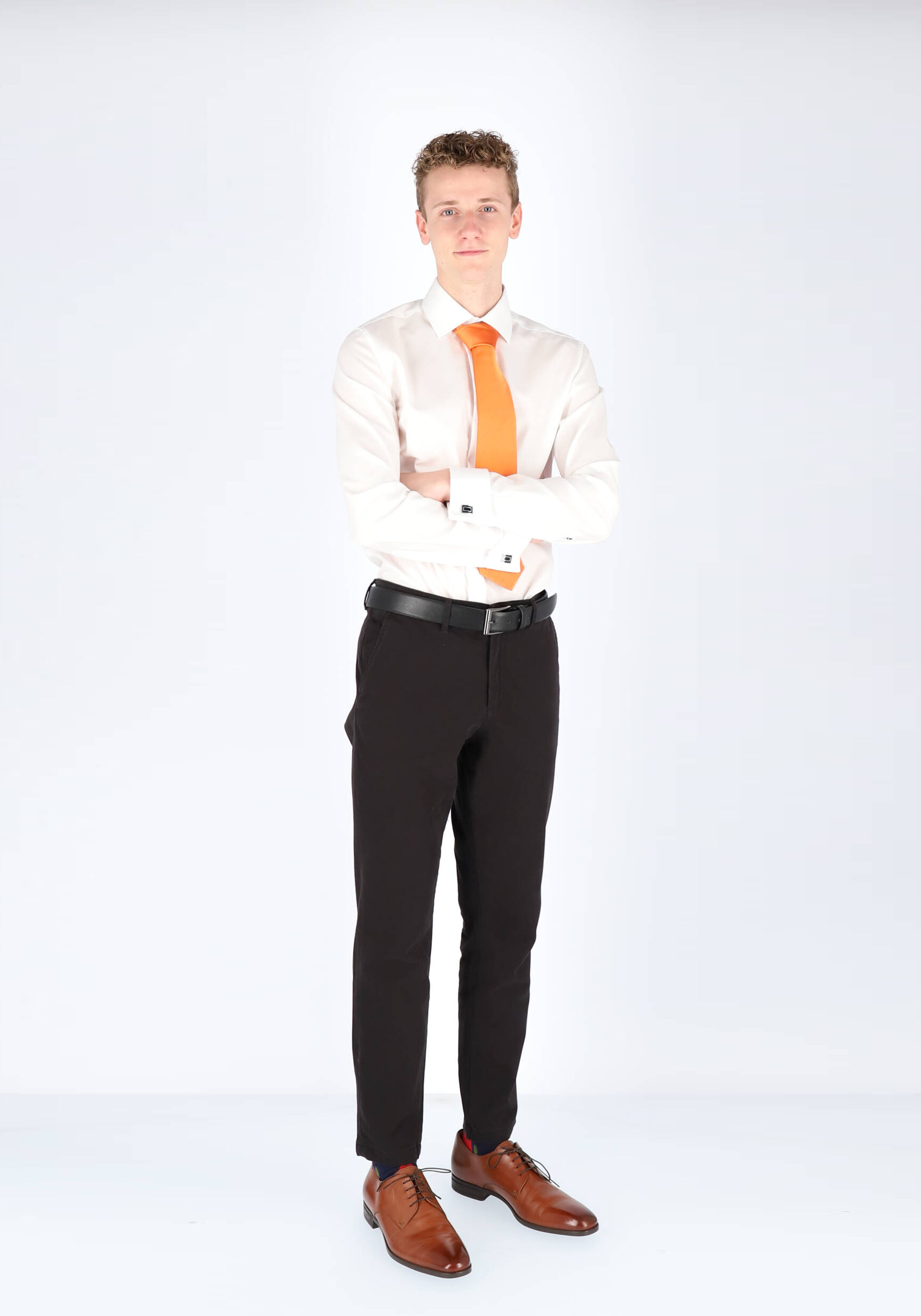 Seidensticker slim fit overhemd, dubbele manchet Kent kraag, wit