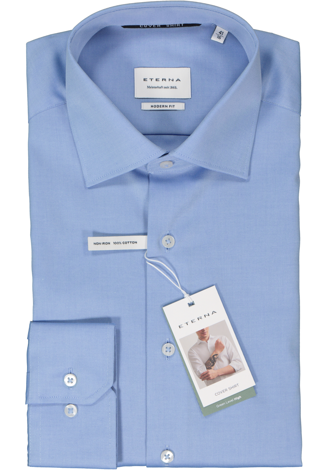 2-4067159154684_eterna-overhemd_HR ETERNA modern fit overhemd, twill, blauw