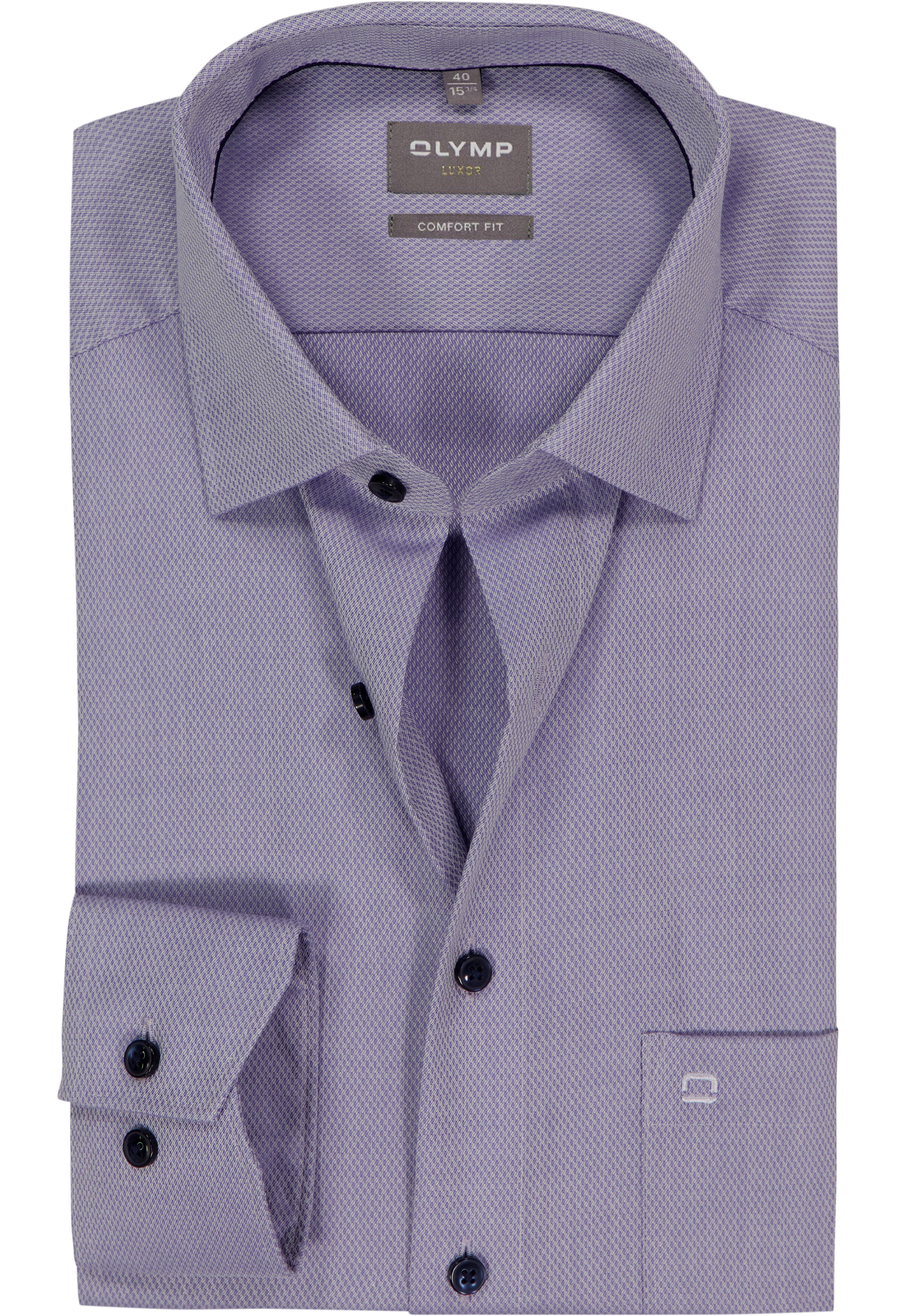 OLYMP Luxor comfort fit overhemd, structuur, paars