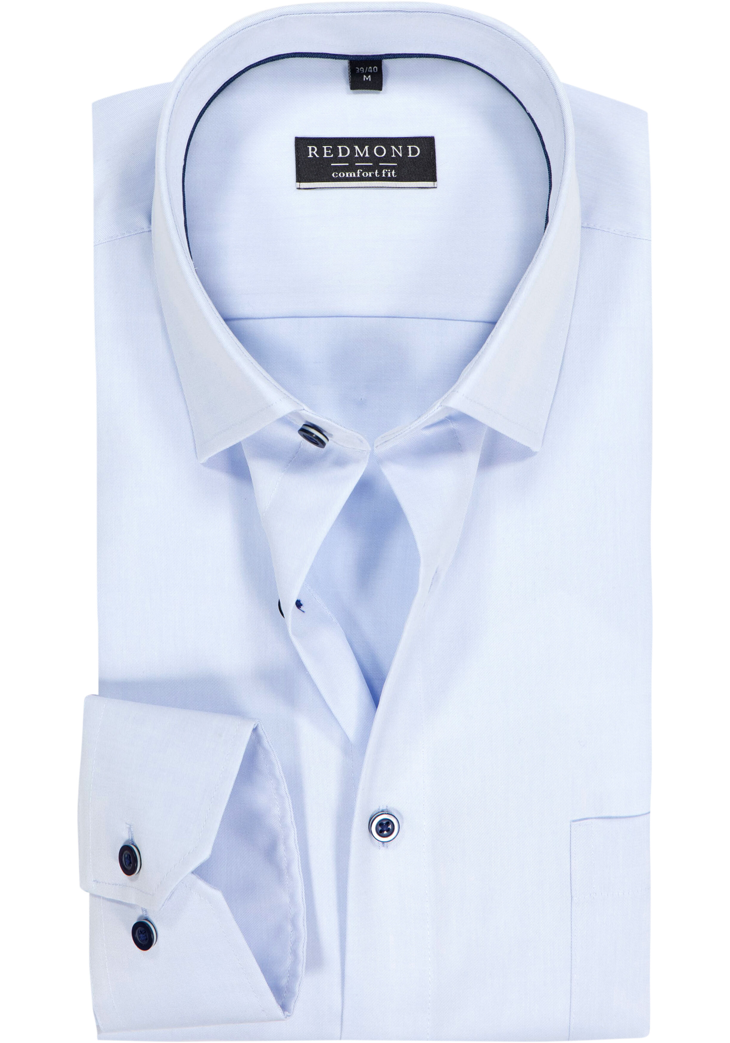 Redmond comfort fit overhemd, popeline, blauw