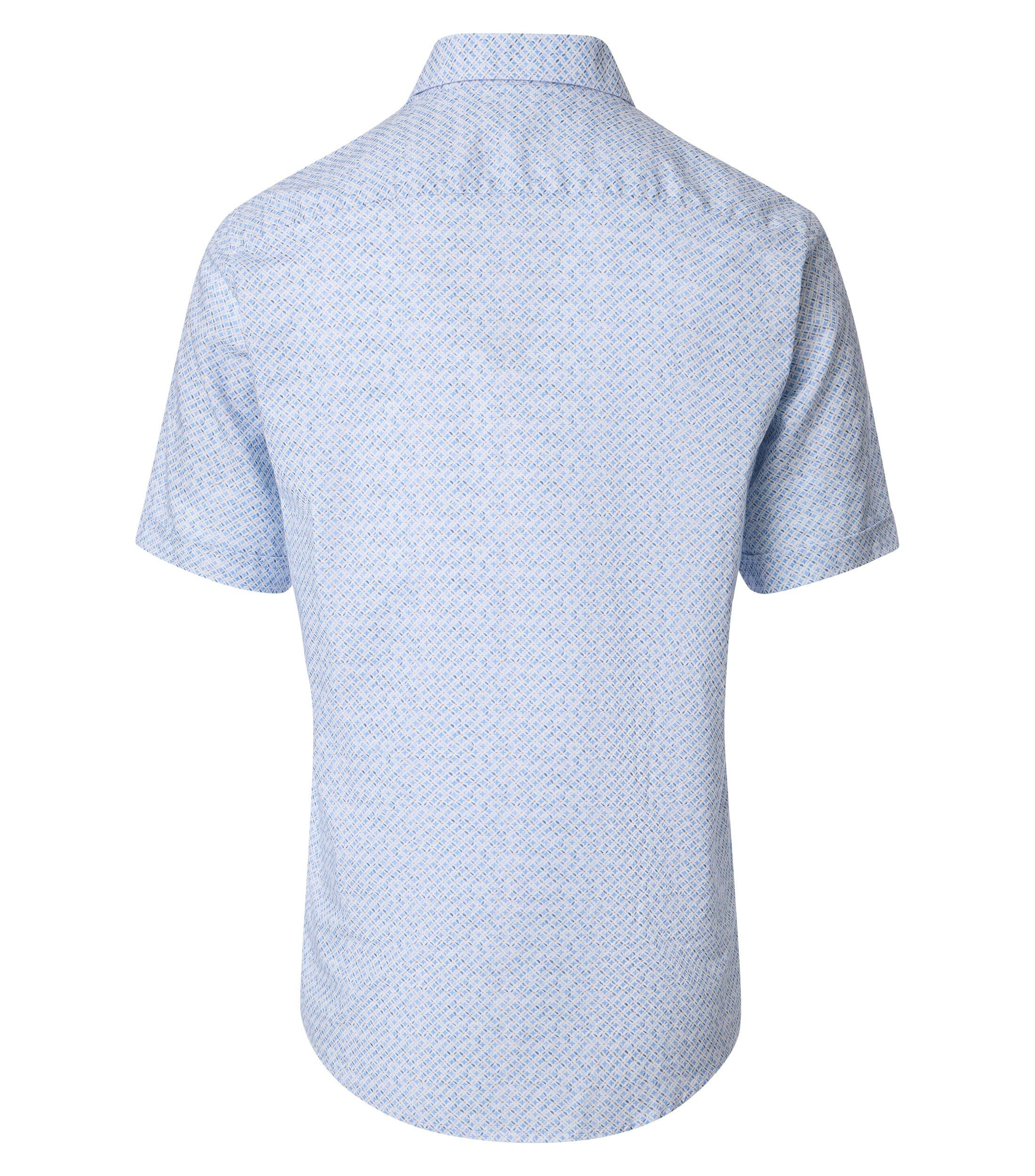 CASA MODA Sport casual fit overhemd, korte mouw, structuur, wit, blauw, oranje dessin