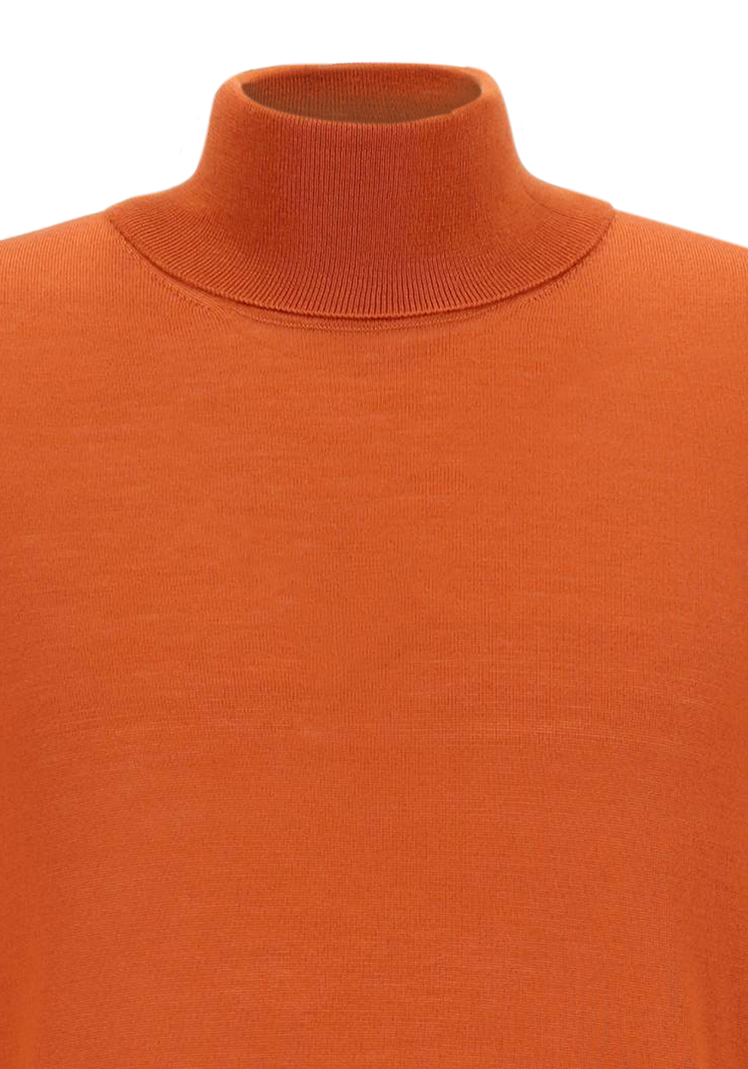 BOSS Musso slim fit trui wol, heren coltrui, donker oranje
