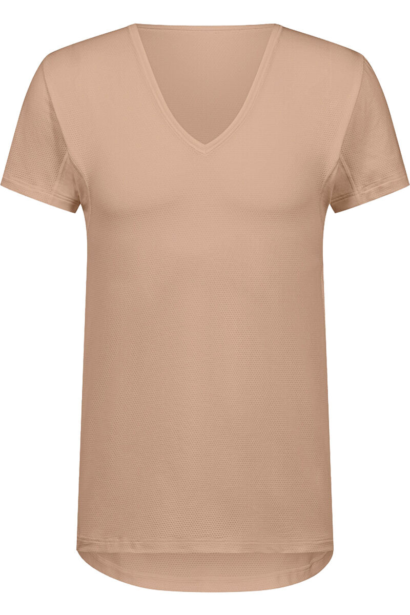 Mey heren T-shirt Mey Dry Cotton Breeze, T-shirt korte mouw met V-hals, beige