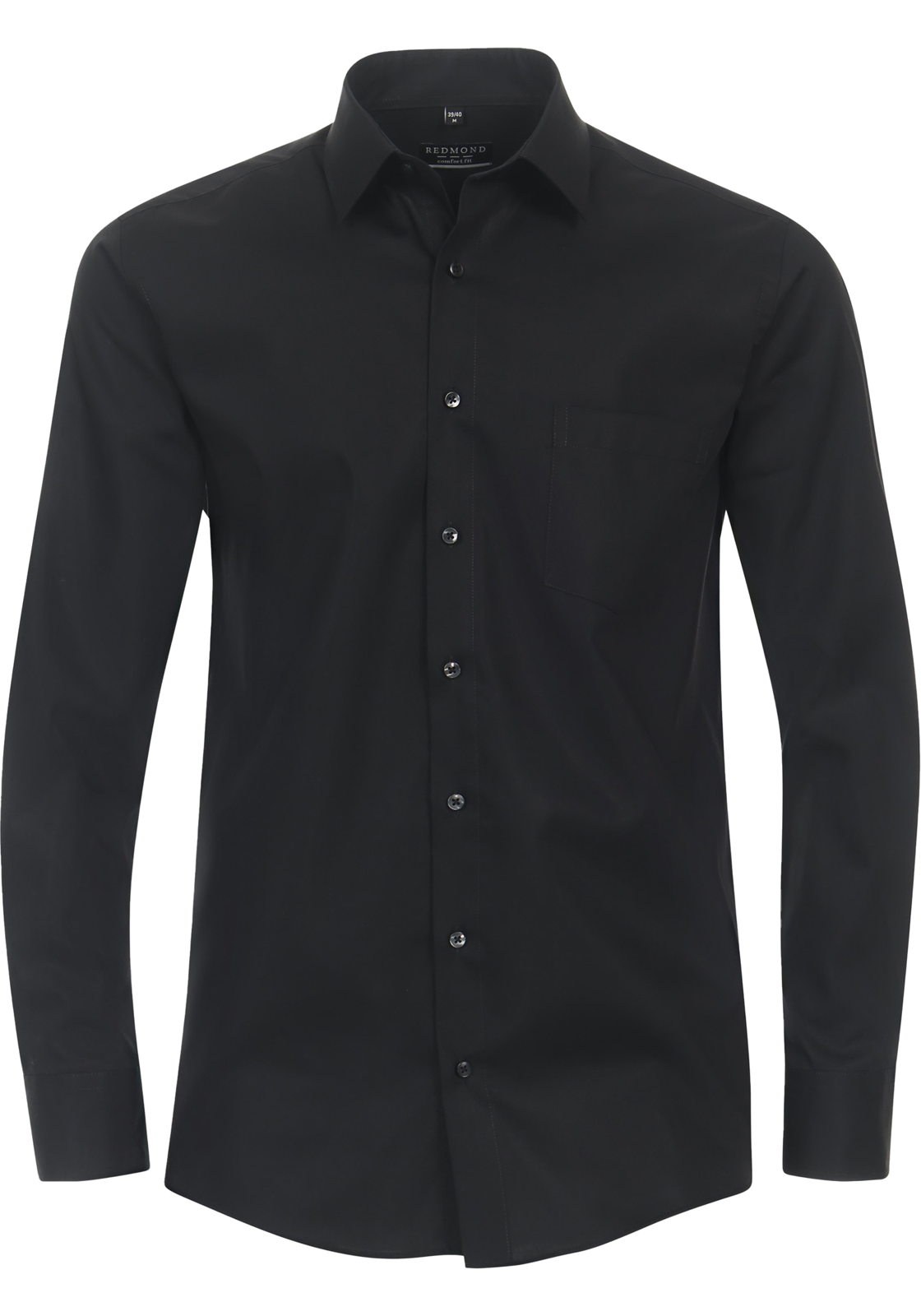 Redmond comfort fit overhemd, popeline, zwart Redmond comfort fit overhemd, popeline, zwart