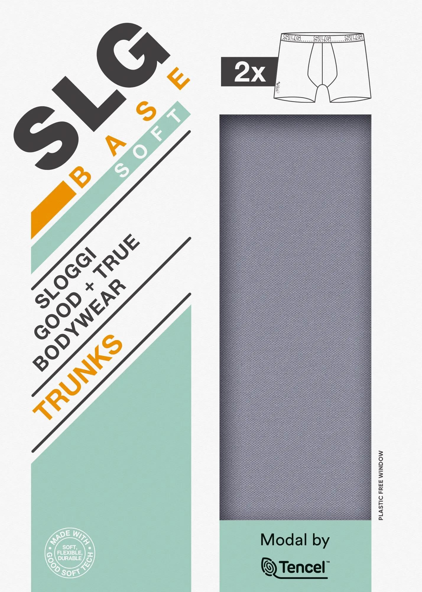Sloggi Men SLG Base Soft Trunk, heren boxershorts korte pijp (2-pack), grijsblauw