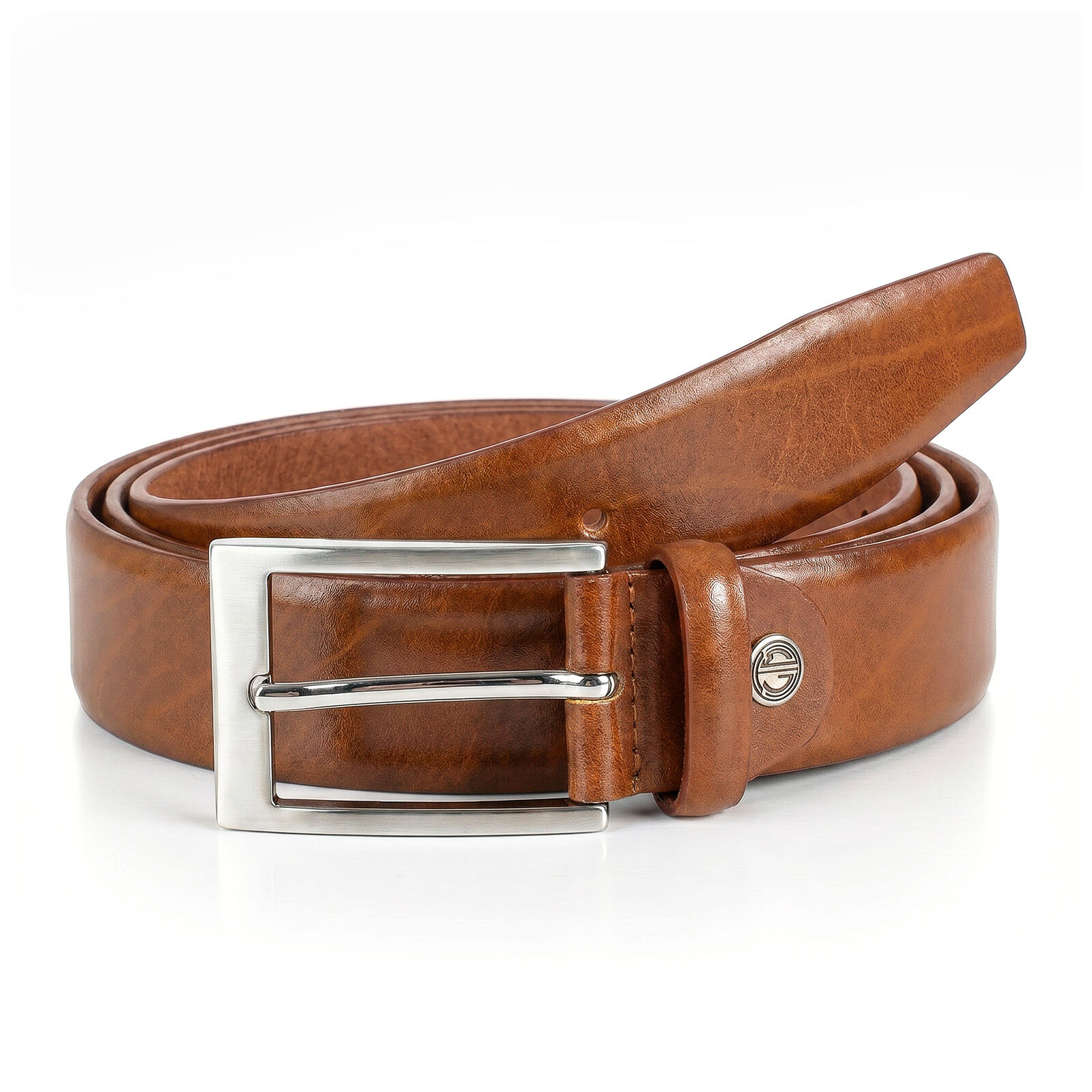LINDENMANN leren heren riem, cognac