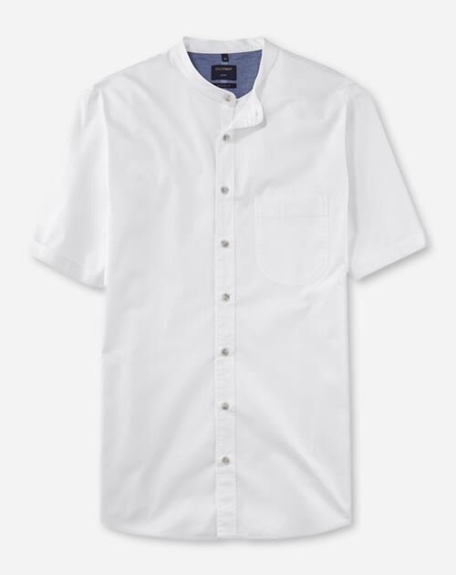 OLYMP Casual modern fit overhemd, korte mouw, structuur, wit