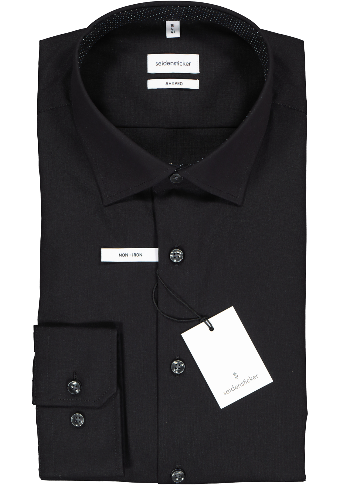 2-4048872000953_seidensticker-overhemd_HR Seidensticker shaped fit overhemd, zwart (contrast)
