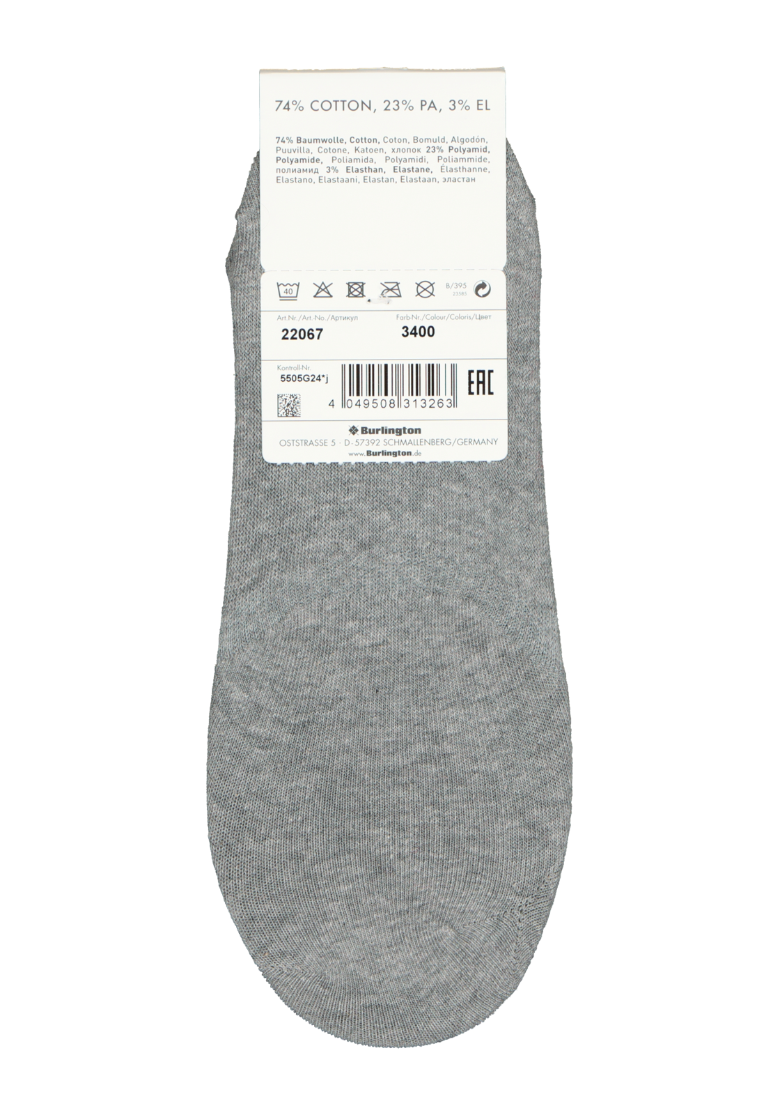 4-4049508313263_burlington_sok_2p_HR Burlington Everyday dames invisible sokken (2-pack), katoen, grijs (light grey)