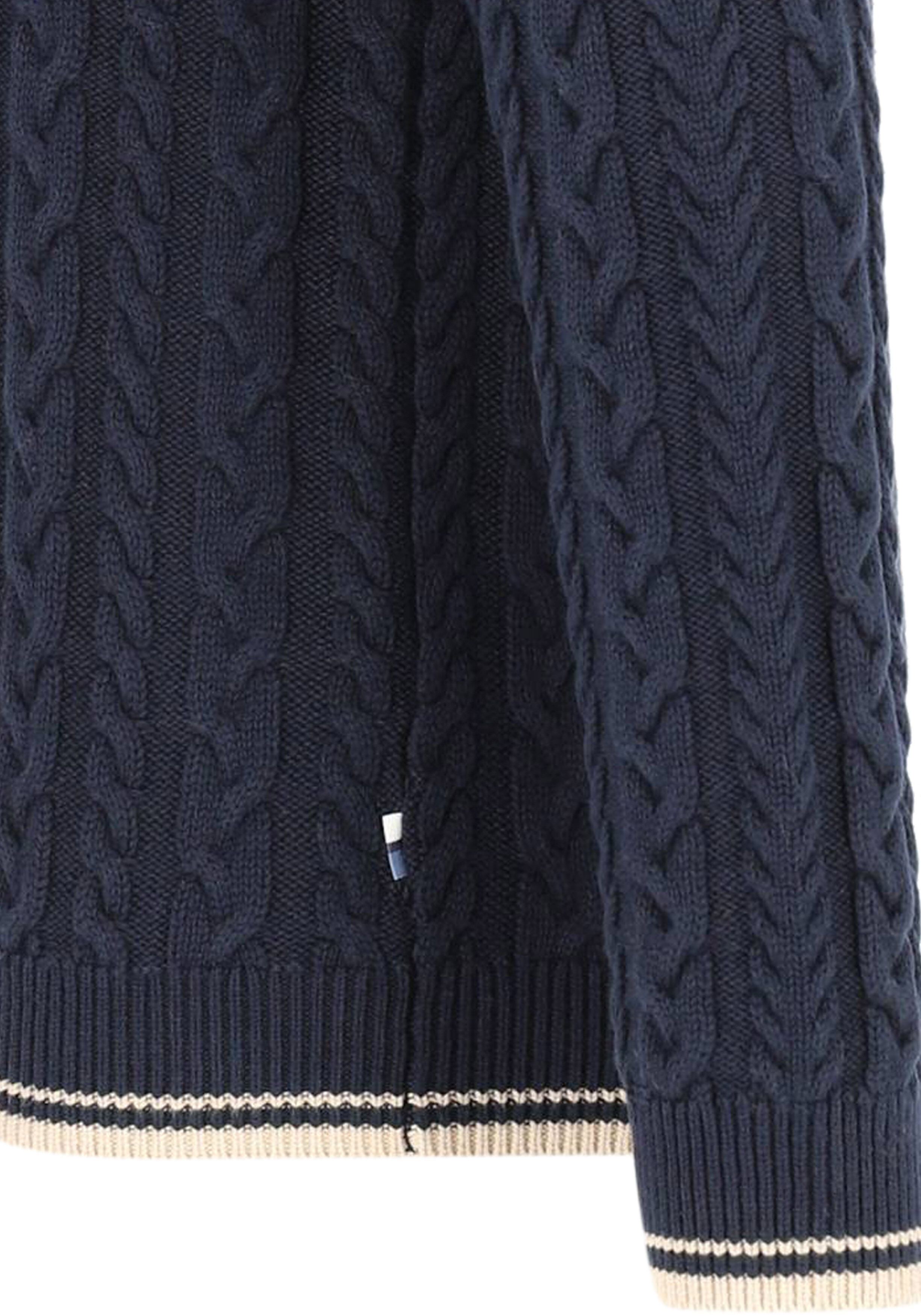 OLYMP modern fit trui wolmengsel, kabeltrui, turtleneck, marine blauw