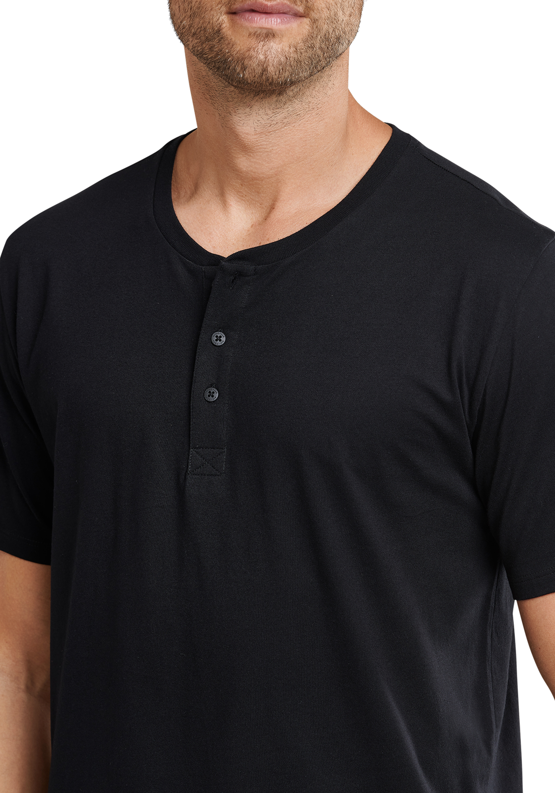 5-4007065358622-schiesser-mixrelax-shirt_HR SCHIESSER Mix+Relax T-shirt, korte mouw O-hals met knoopjes, zwart