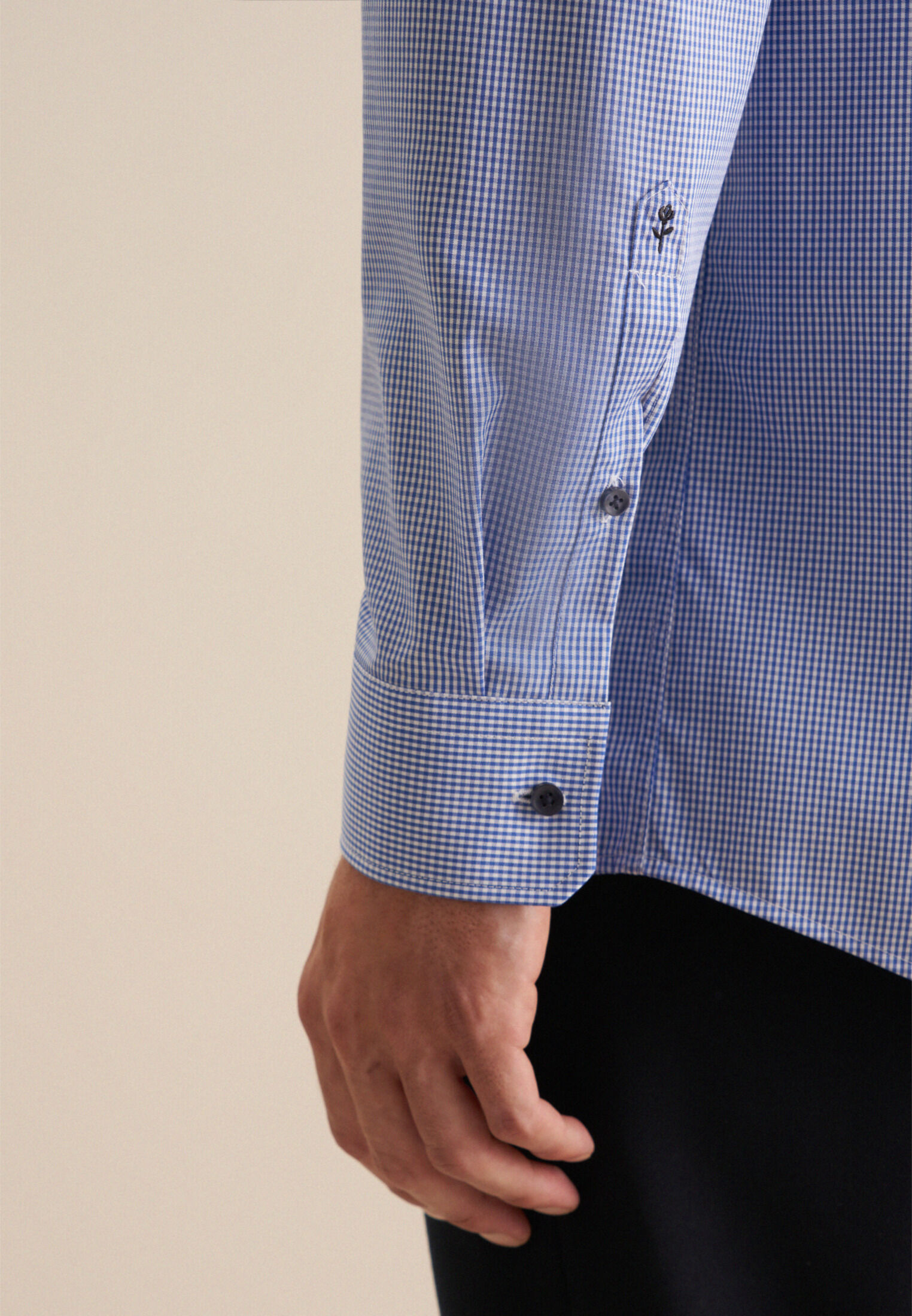 Seidensticker regular fit overhemd, popeline, blauw geruit