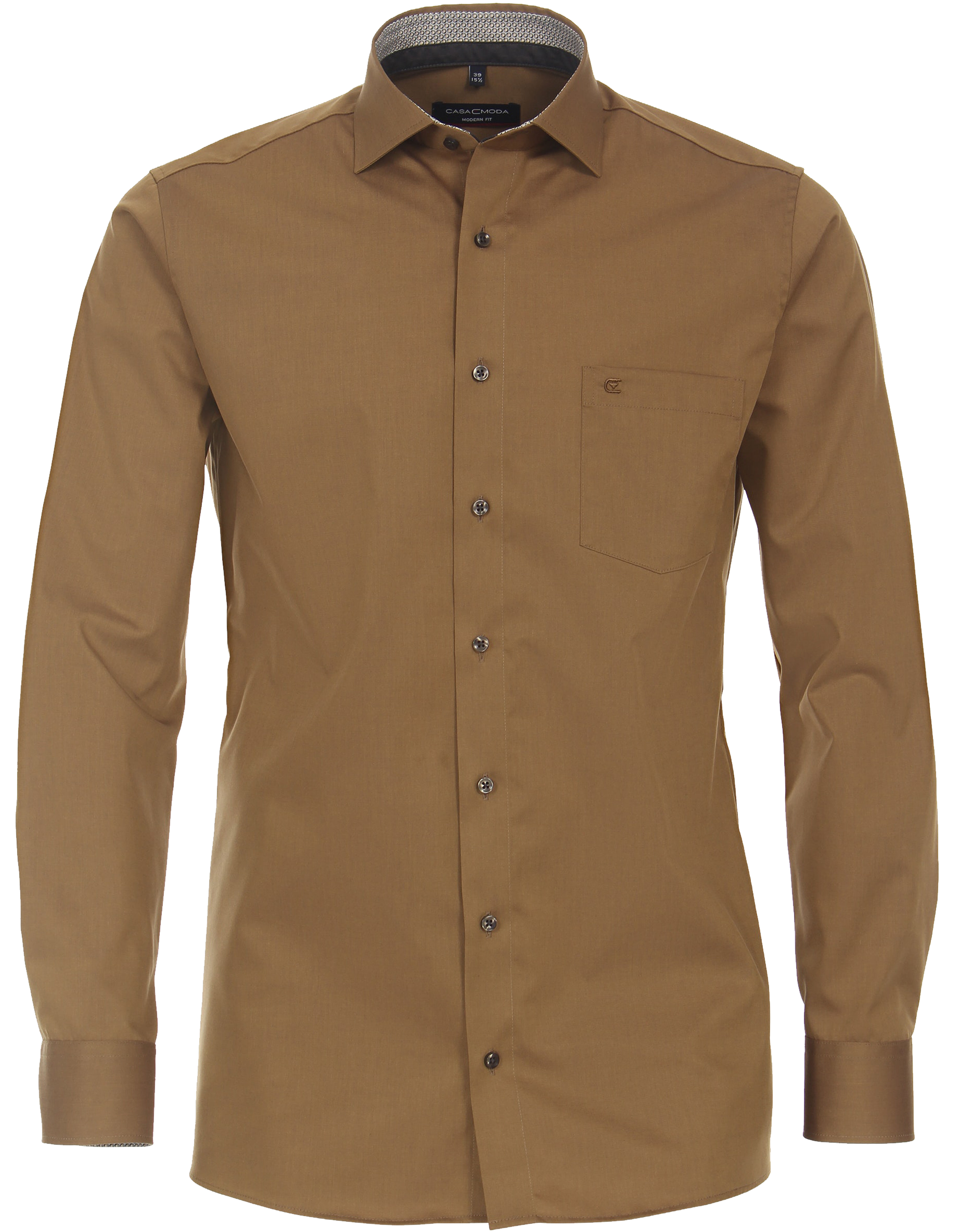 CASA MODA modern fit overhemd, popeline, bruin