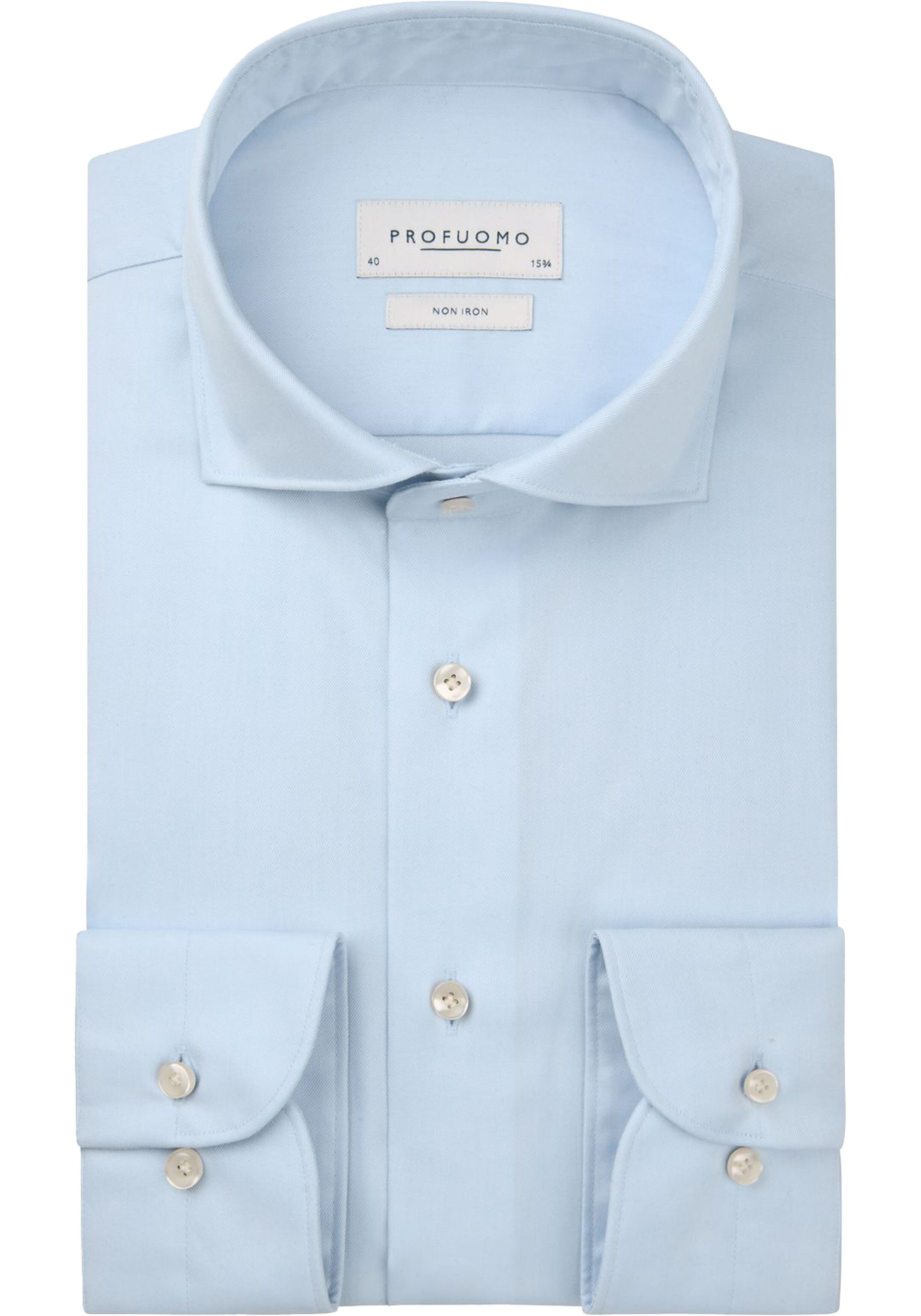 Profuomo slim fit heren overhemd, twill, lichtblauw