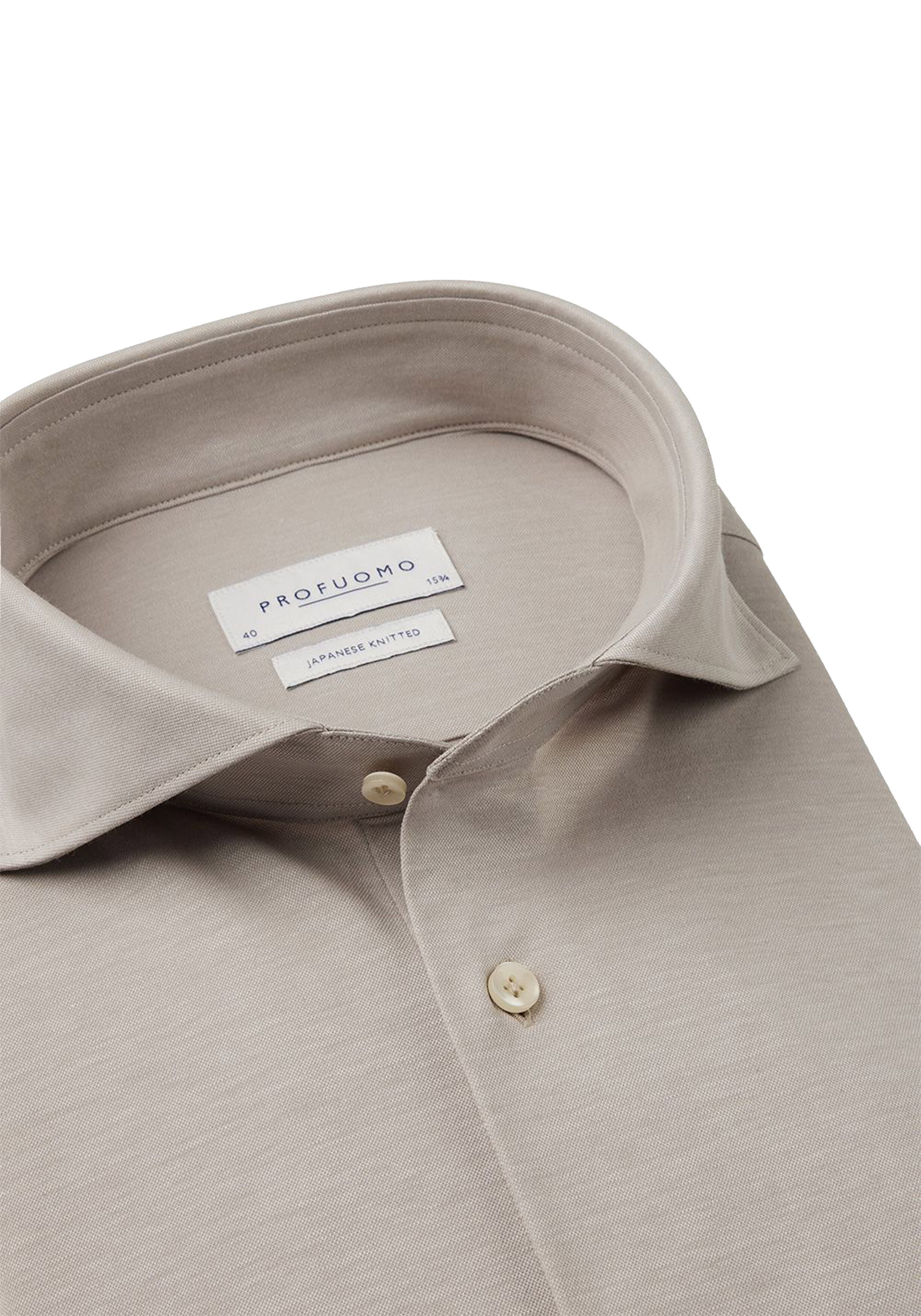 Profuomo slim fit heren overhemd, jersey, beige