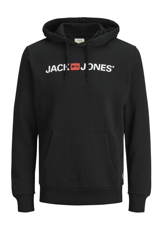 JACK & JONES Corp old logo sweat hood slim fit, heren hoodie katoenmengsel met capuchon, zwart JACK & JONES Corp old logo sweat hood slim fit, heren hoodie katoenmengsel met capuchon, zwart