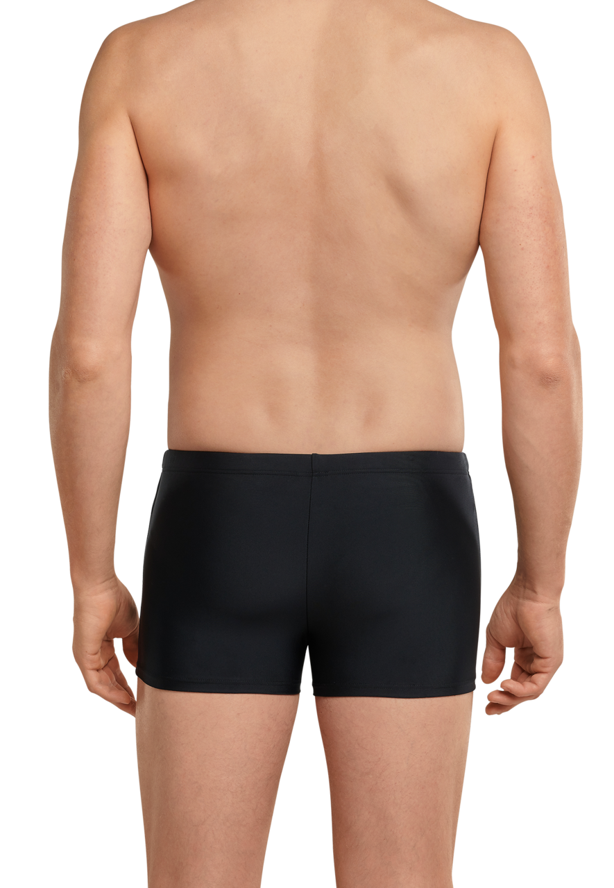 SCHIESSER nautisch casual heren badkleding, retro zwembroek met ritszakje in gerecyclede tricot fijne strepen zwart