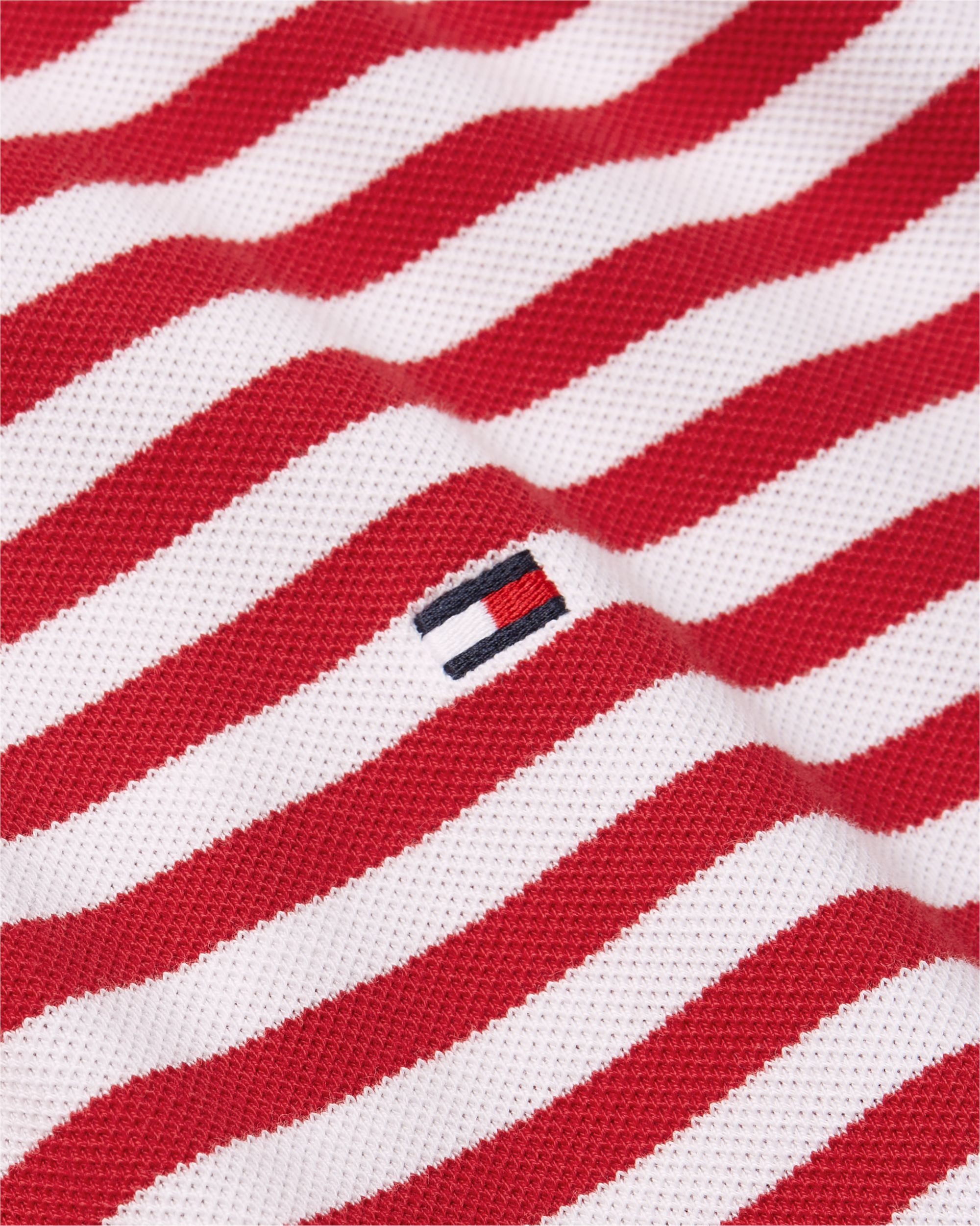 Tommy Hilfiger 1985 Slim Polo, heren poloshirt, rood-wit gestreept