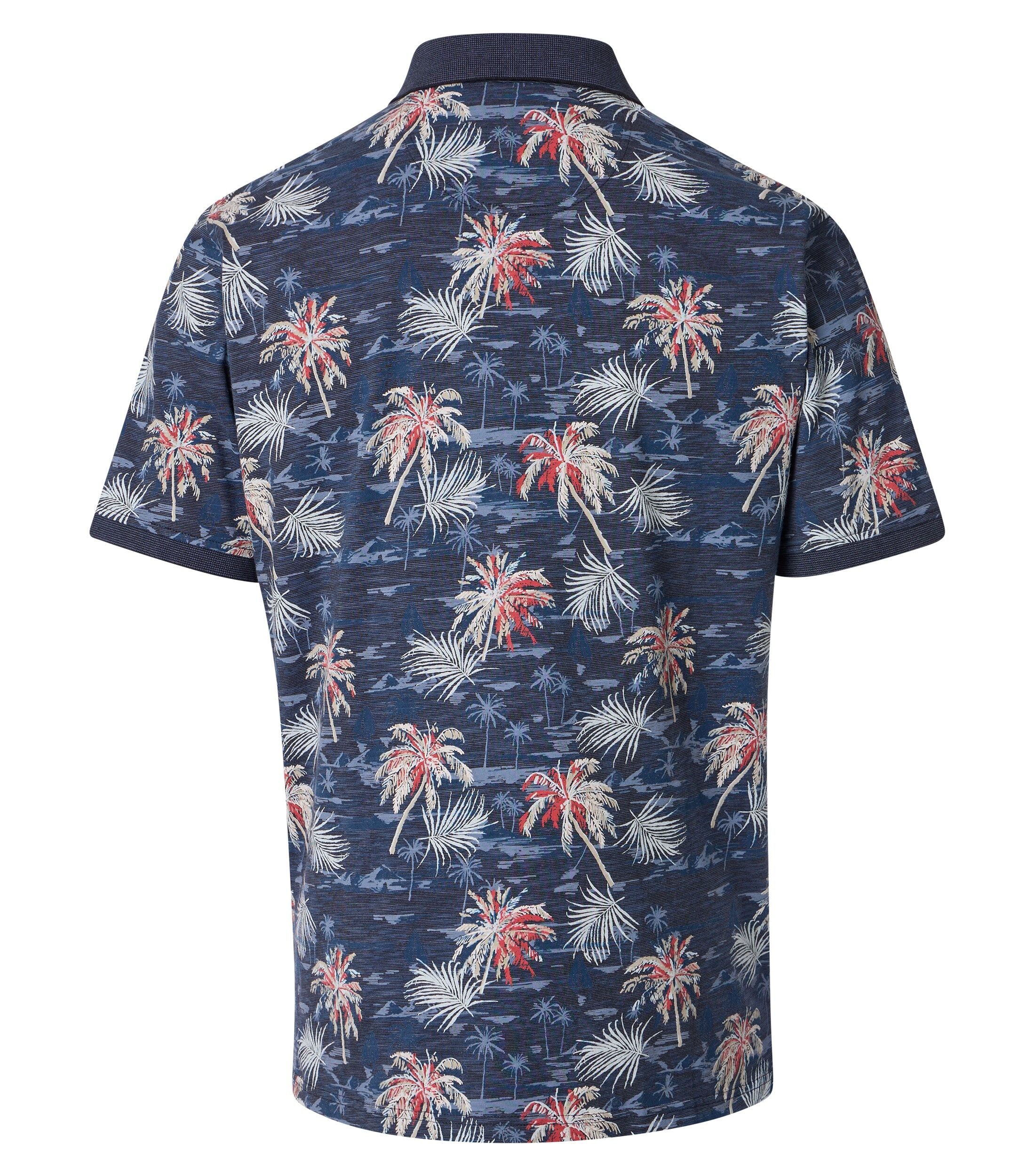 CASA MODA comfort fit heren polo, blauw dessin