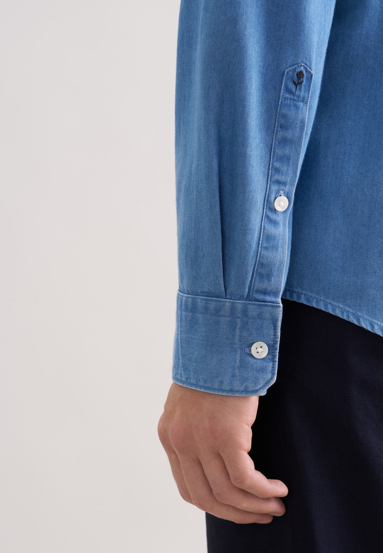 Seidensticker slim fit overhemd, twill, blauw