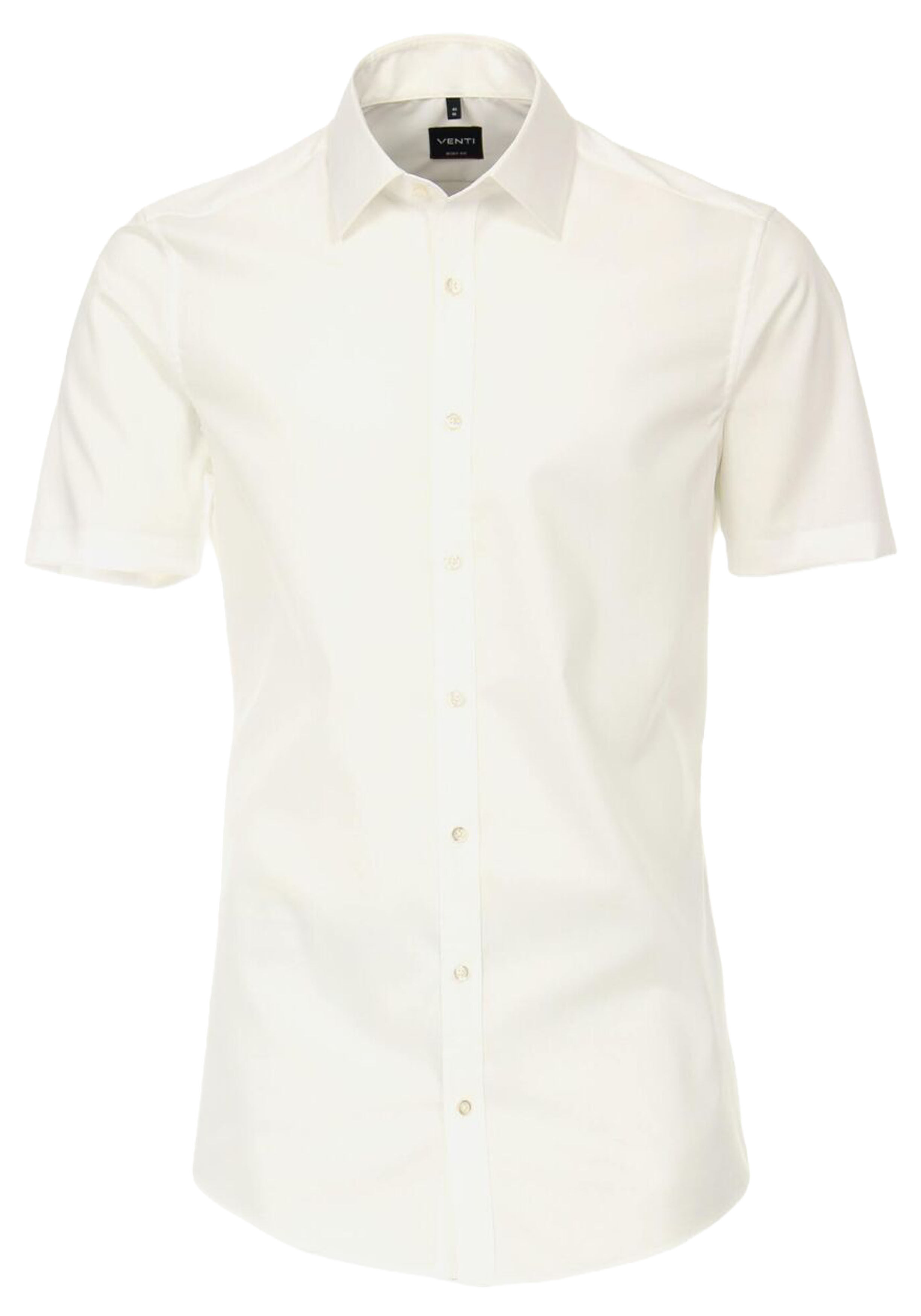 VENTI body fit overhemd, korte mouw, popeline, beige