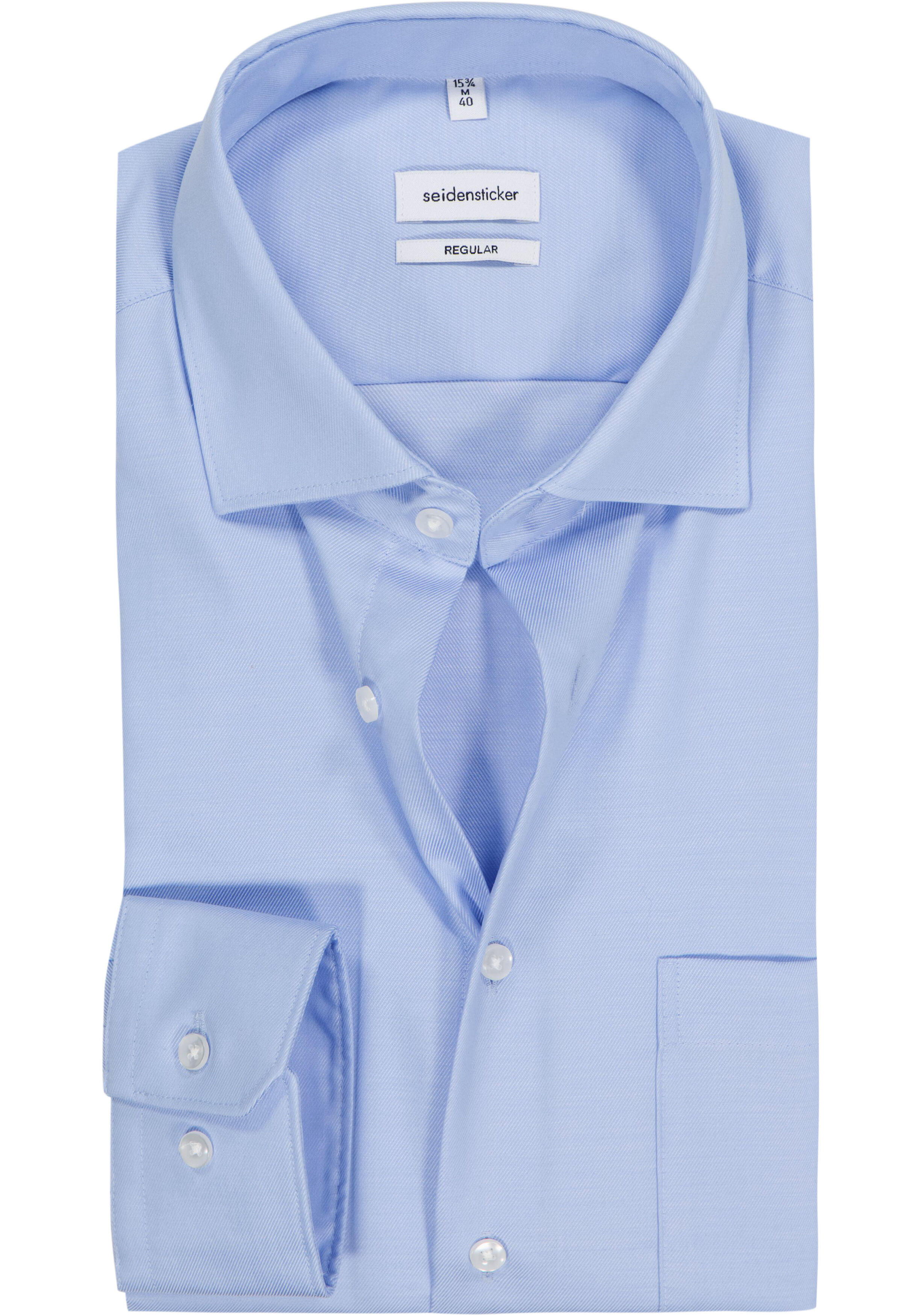 Seidensticker regular fit overhemd, popeline, blauw