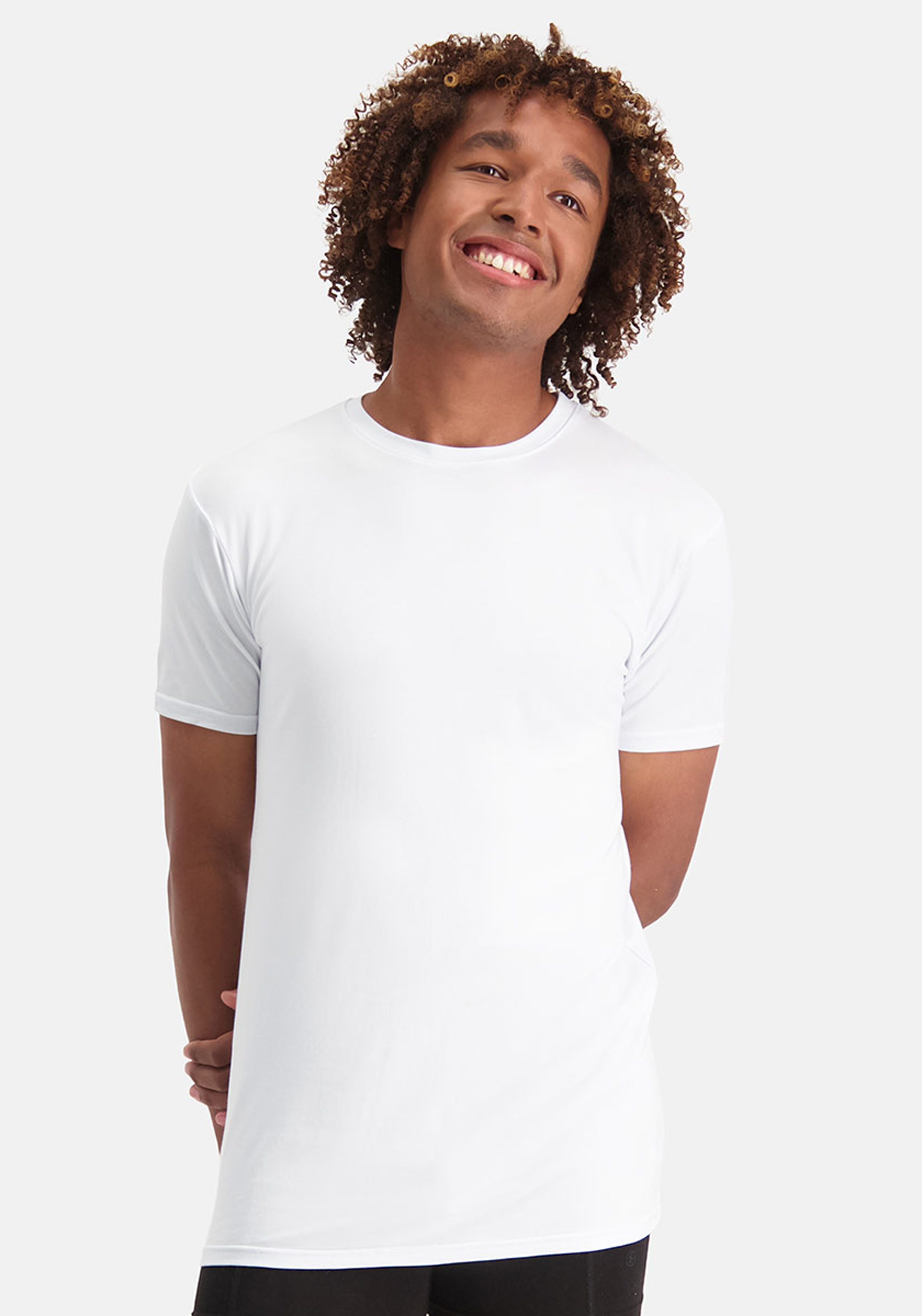 Bamboo Basics Ruben round neck T-shirt (2-pack), heren T-shirt O-hals extra lang, wit