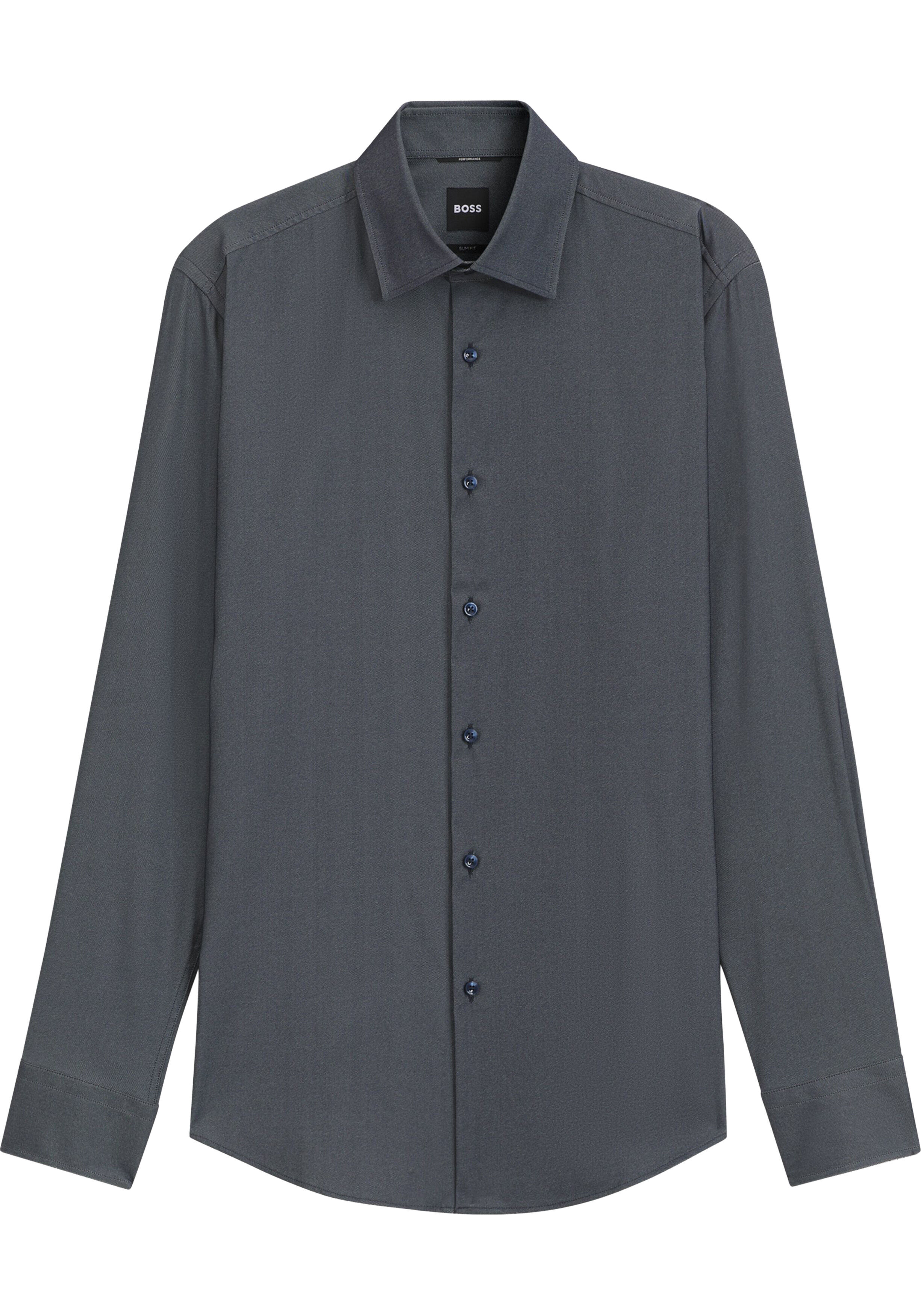 BOSS Hank slim fit overhemd, popeline, donkerblauw