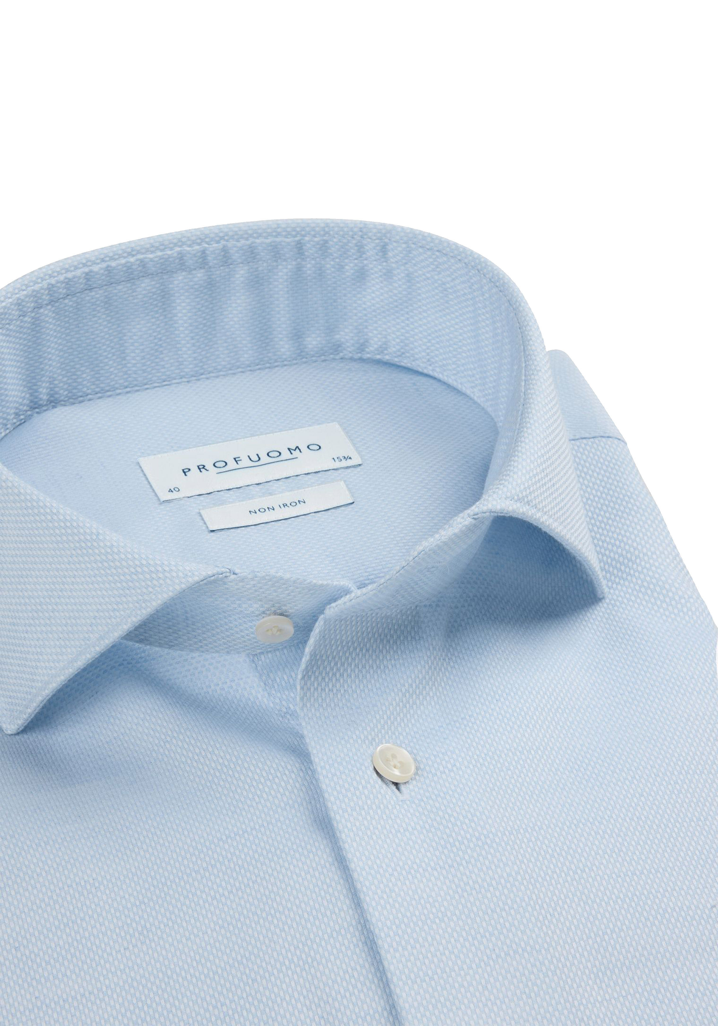 Profuomo slim fit heren overhemd, dobby, lichtblauw