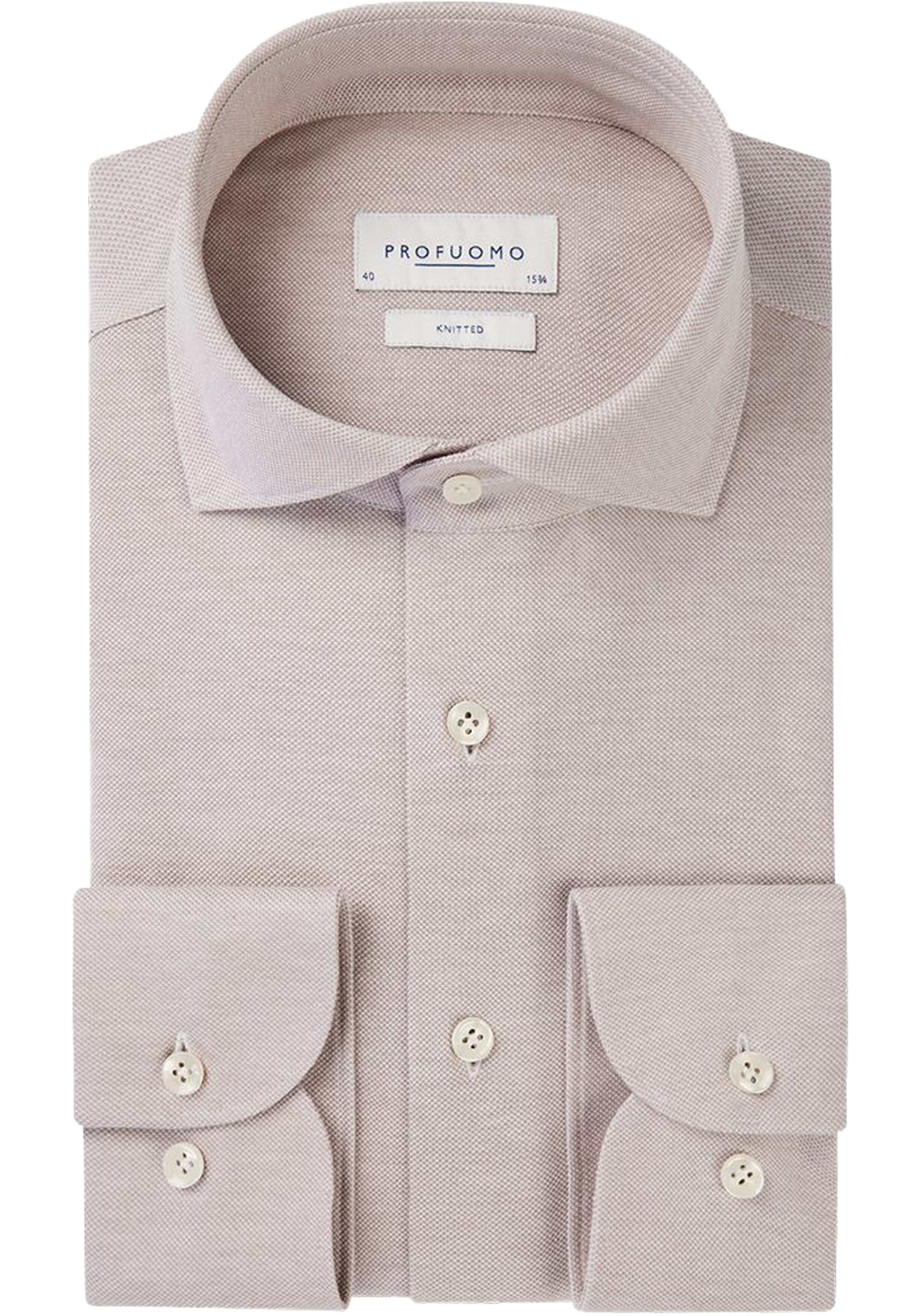 Profuomo slim fit heren overhemd, jersey, beige