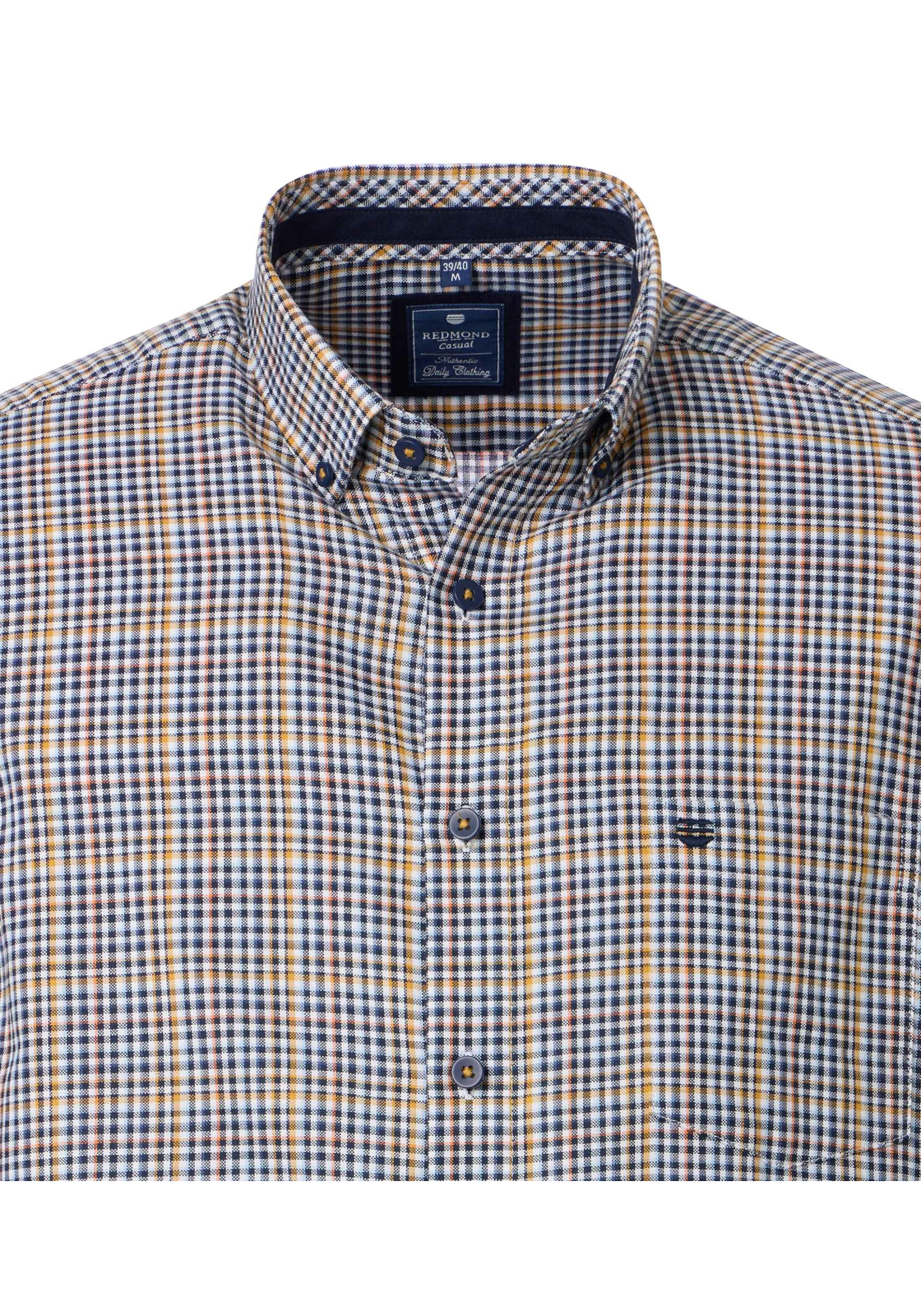 Redmond comfort fit overhemd, Oxford, blauw, wit en geel geruit Redmond comfort fit overhemd, Oxford, blauw, wit en geel geruit