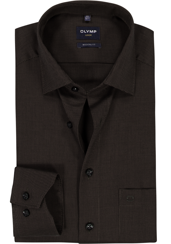 OLYMP Luxor modern fit overhemd, mouwlengte 7, structuur, bruin OLYMP Luxor modern fit overhemd, mouwlengte 7, structuur, bruin