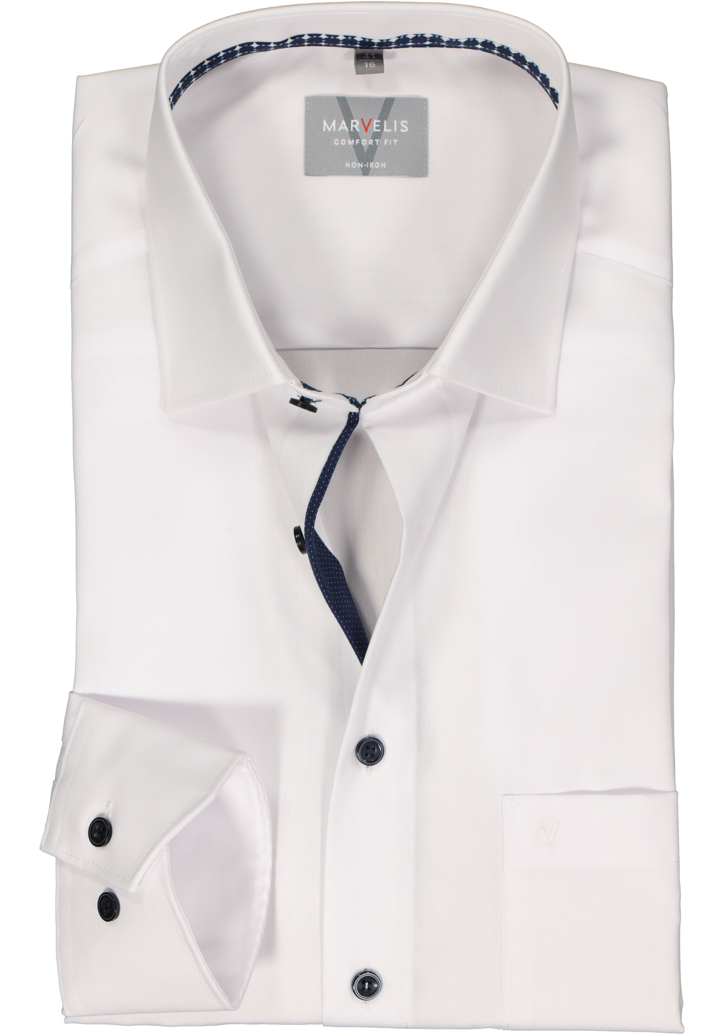 MARVELIS comfort fit overhemd, popeline, wit