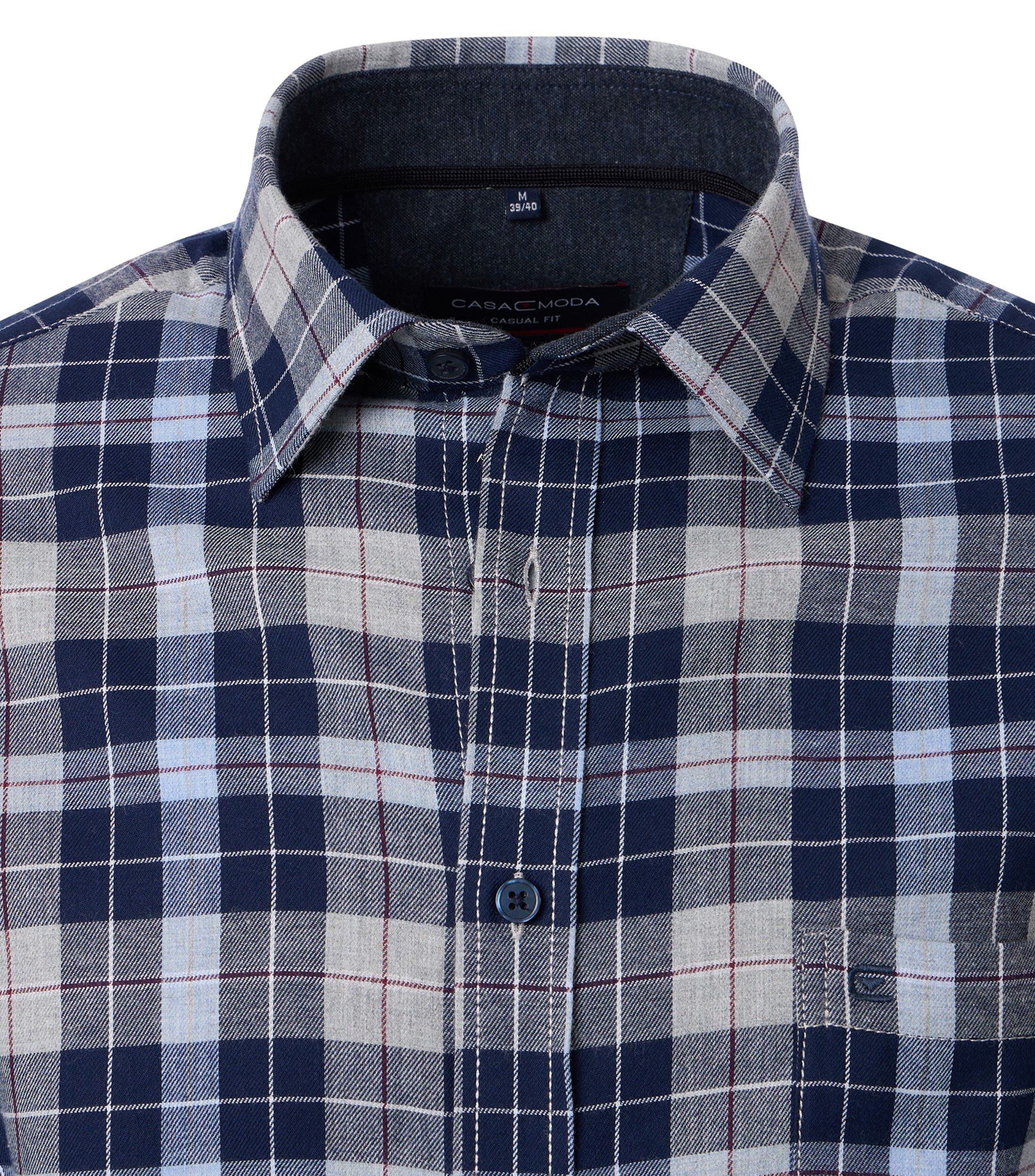 CASA MODA Sport casual fit overhemd, flanel, blauw geruit - 444309000-100