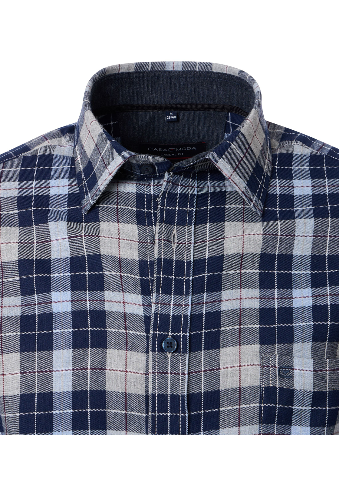 CASA MODA Sport casual fit overhemd, flanel, blauw geruit - 444309000-100 CASA MODA Sport casual fit overhemd, flanel, blauw geruit - 444309000-100