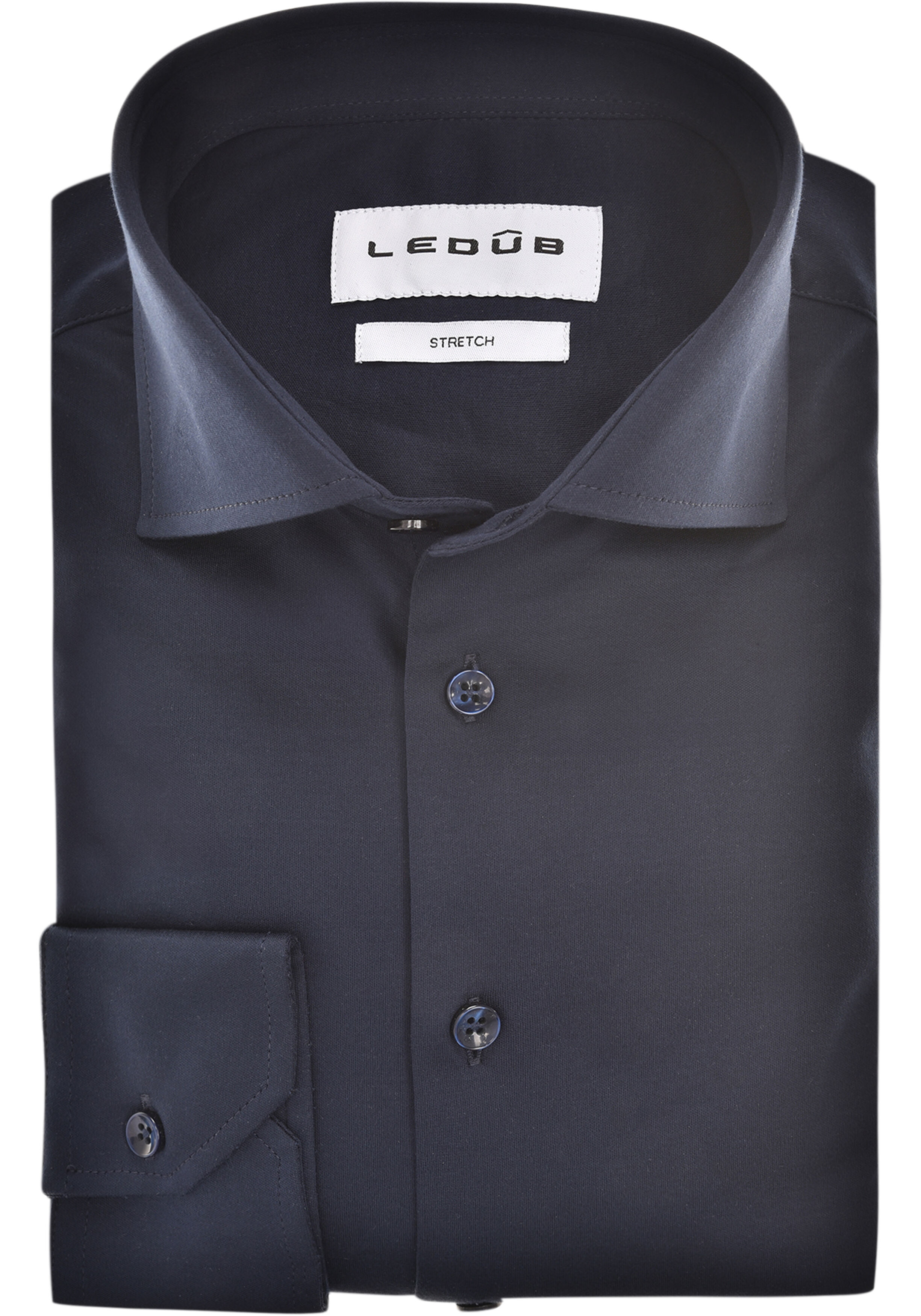 Ledub modern fit overhemd, jersey, donkerblauw