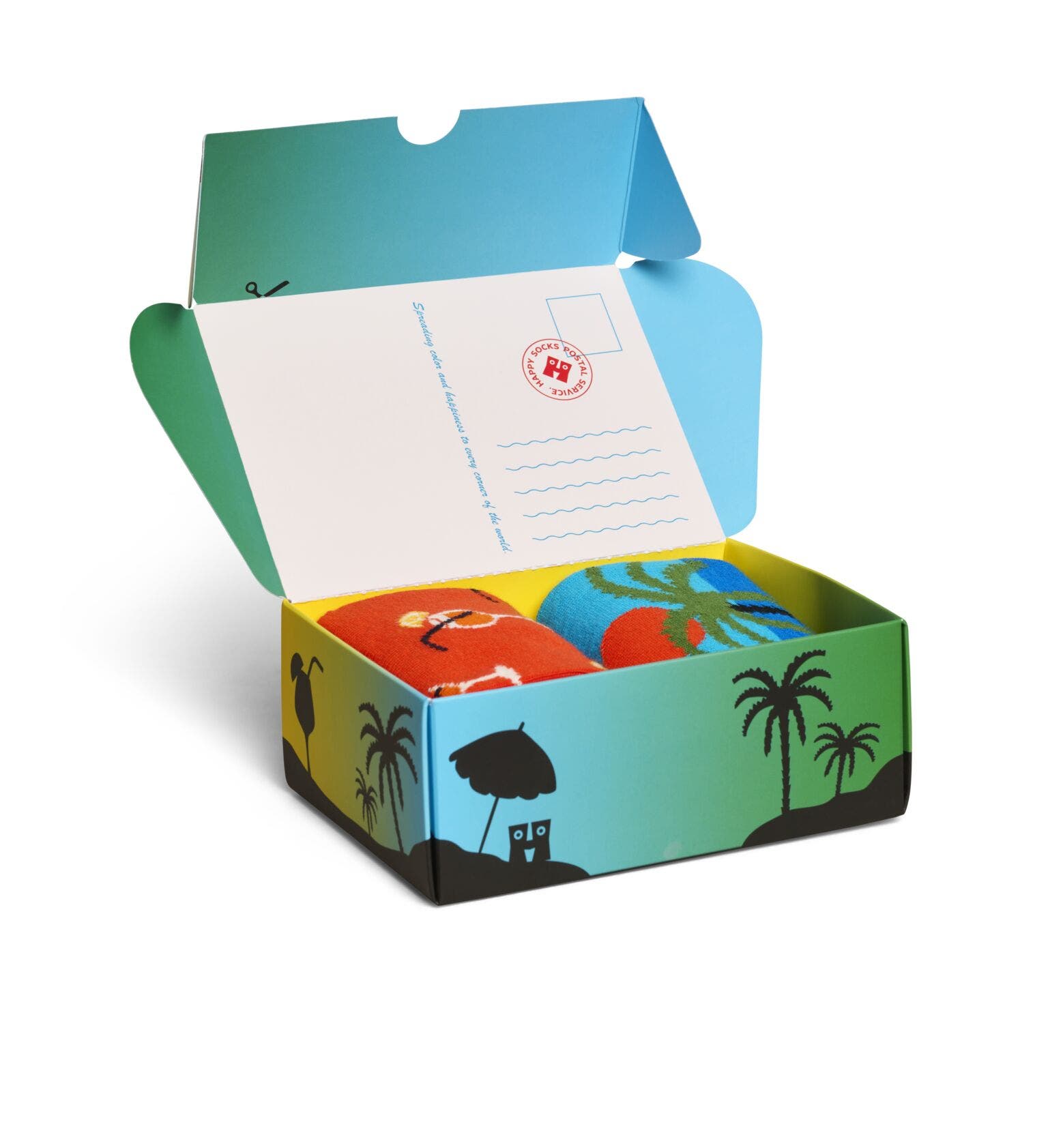 Happy Socks Beach Life Socks Gift Set (2-pack), unisex sokken in cadeauverpakking, groen