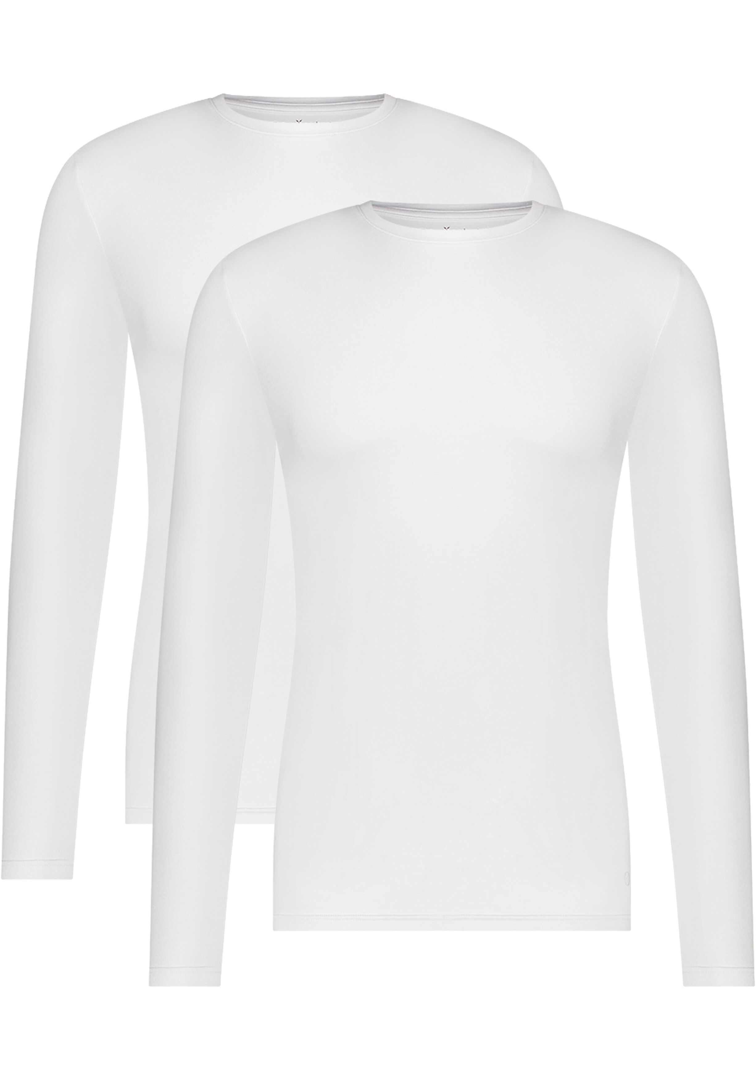 Bamboo Basics Ralph round neck longsleeve (2-pack), heren T-shirt, wit
